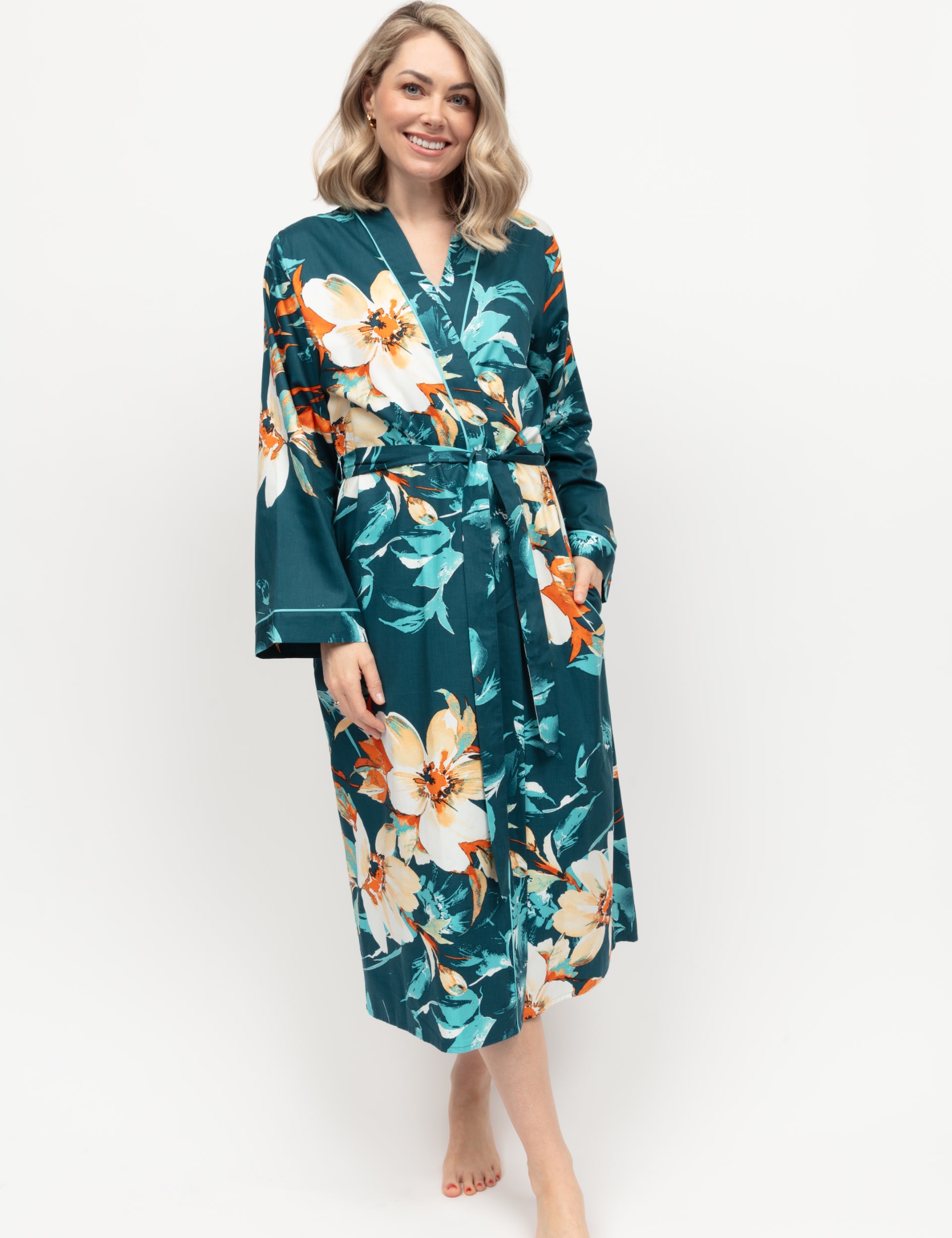 Cyberjammies Women's Floral Dressing Gown - 8 - Teal Mix, Teal Mix