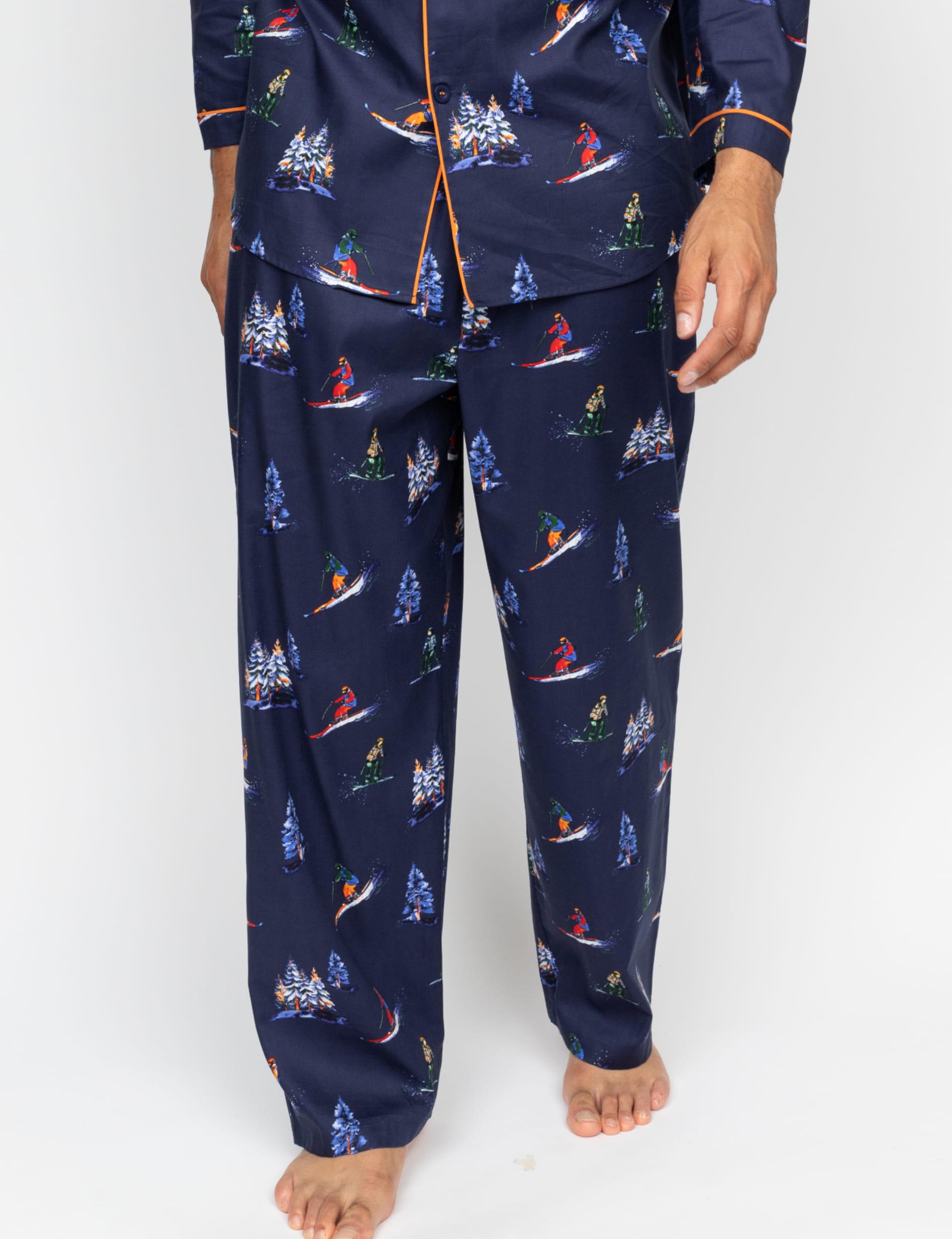 Cyberjammies Men's Cotton Modal Blend Ski Print Pyjama Bottoms - Navy Mix, Navy Mix