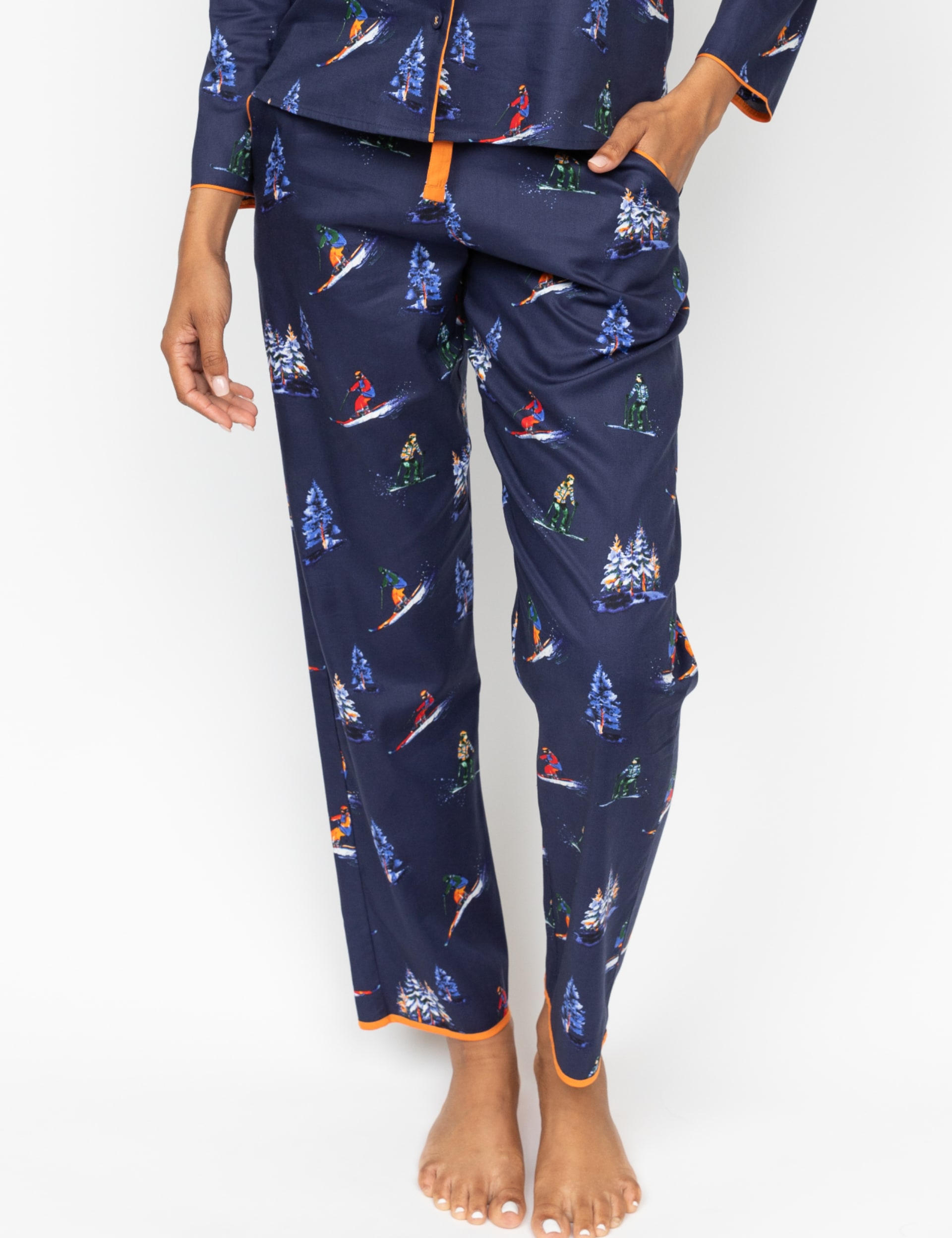 Cyberjammies Women's Cotton Rich Ski Print Pyjama Bottoms - 10 - Navy Mix, Navy Mix