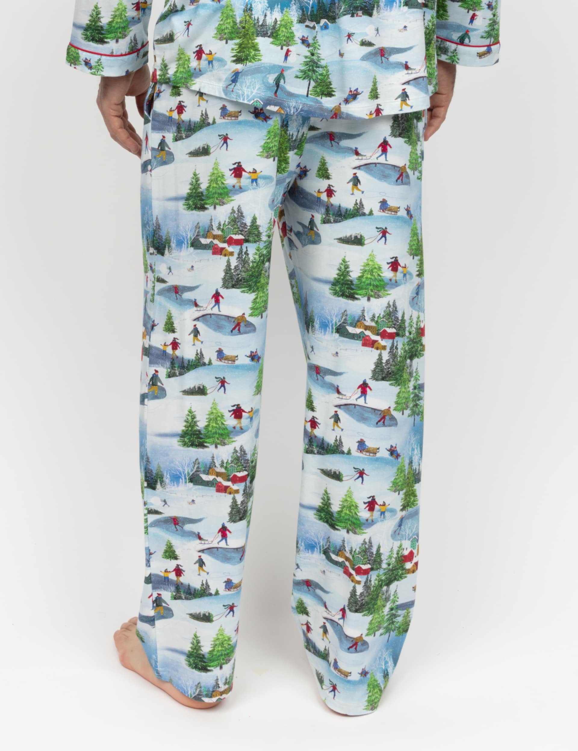 Cyberjammies Men's Family Cotton Modal Blend Winter Print Pyjama Bottoms - White Mix, White Mix