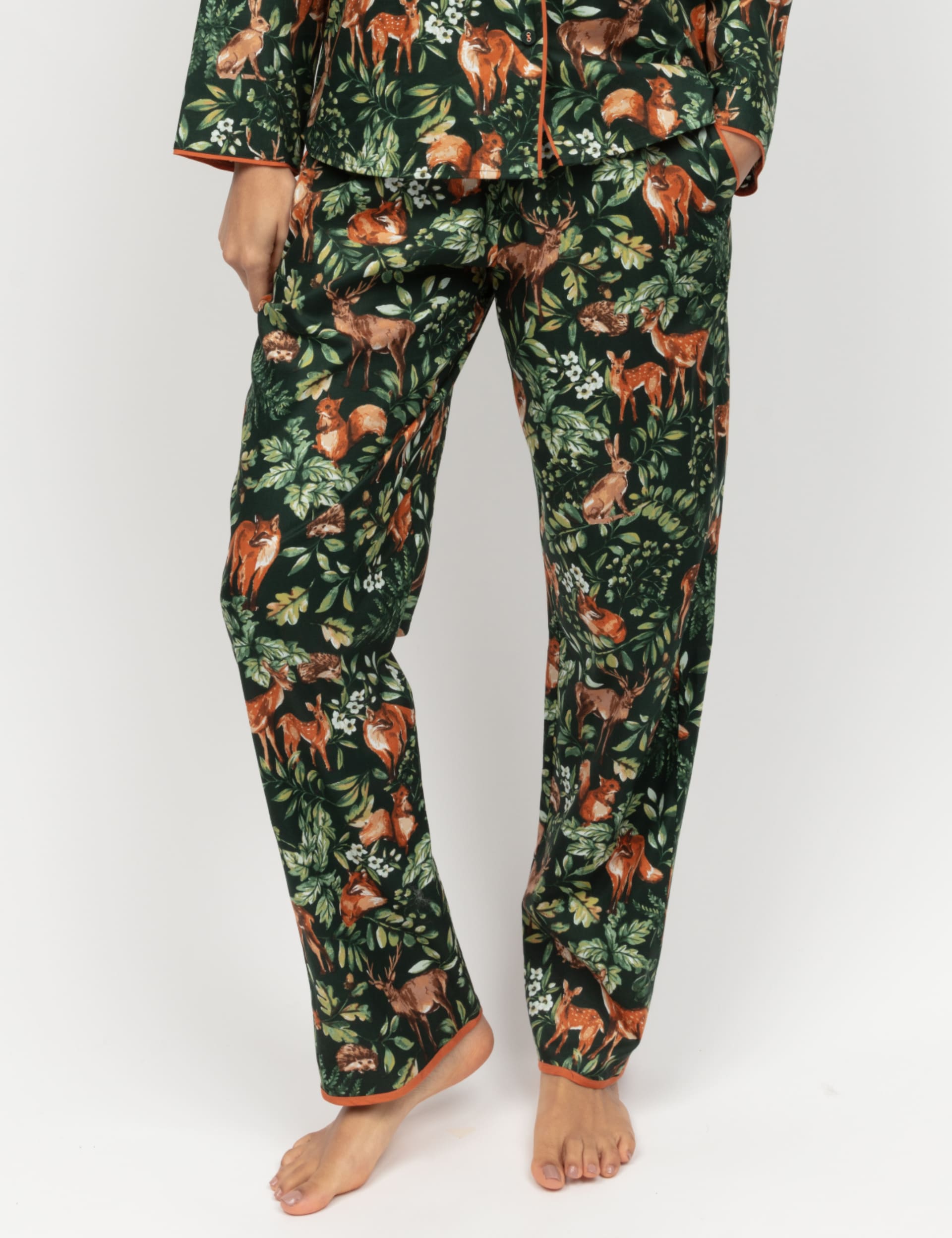 Cyberjammies Women's Cotton Modal Blend Woodland Pyjama Bottoms - 6 - Dark Green Mix, Dark Green Mix