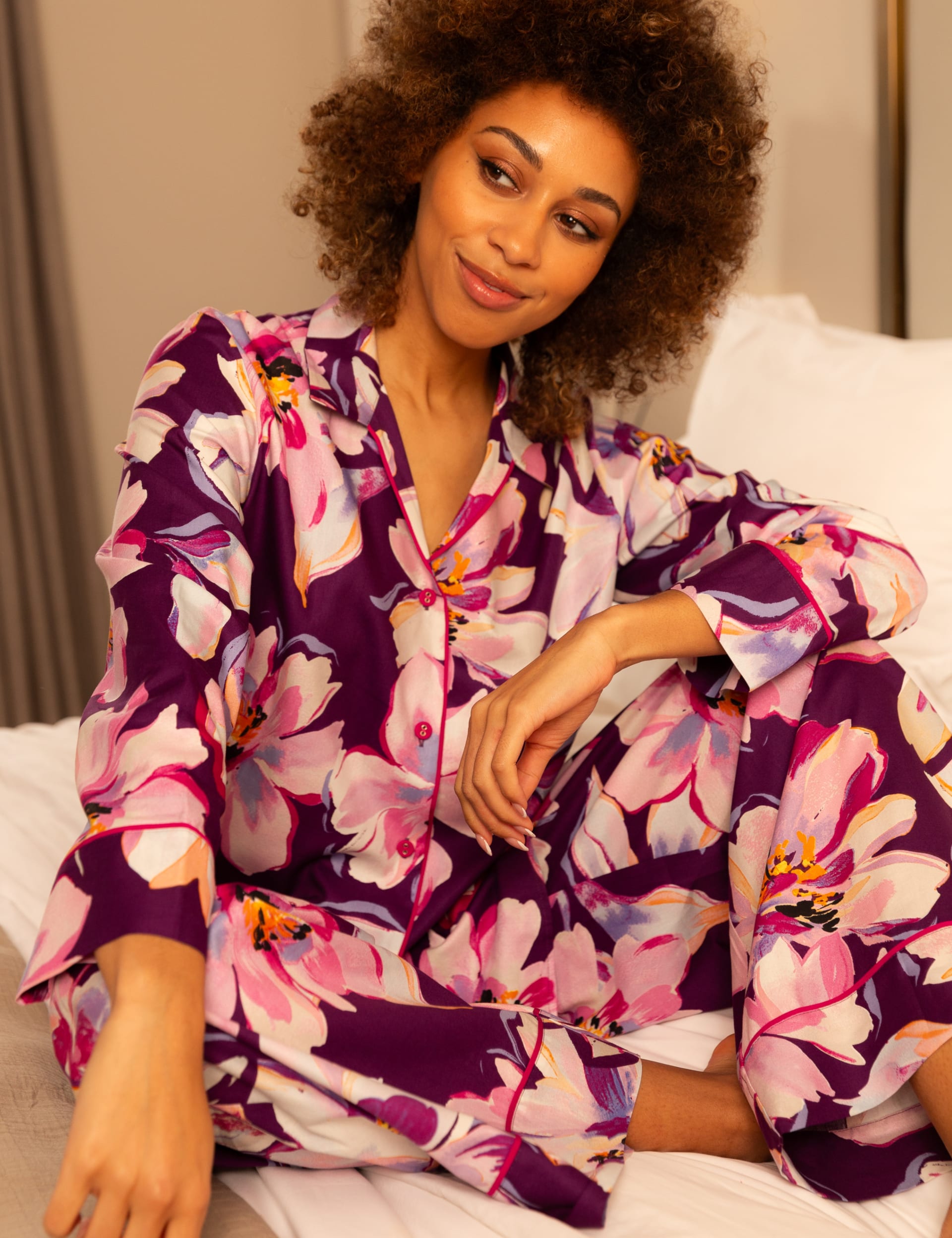 Cyberjammies Women's Cotton Modal Floral Pyjama Top - 8 - Purple Mix, Purple Mix