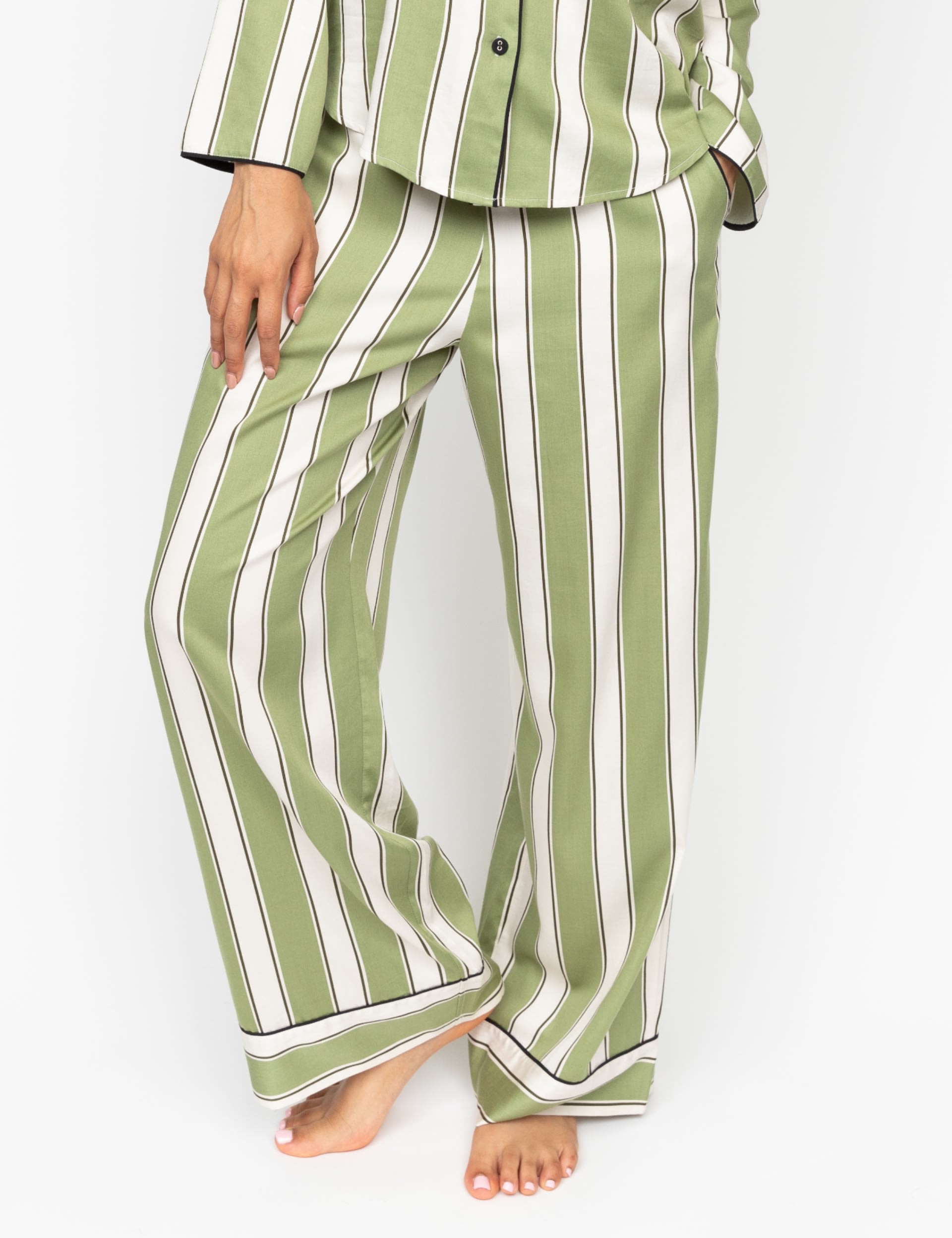 Cyberjammies Women's Cotton Modal Striped Pyjama Bottoms - 16 - Green Mix, Green Mix