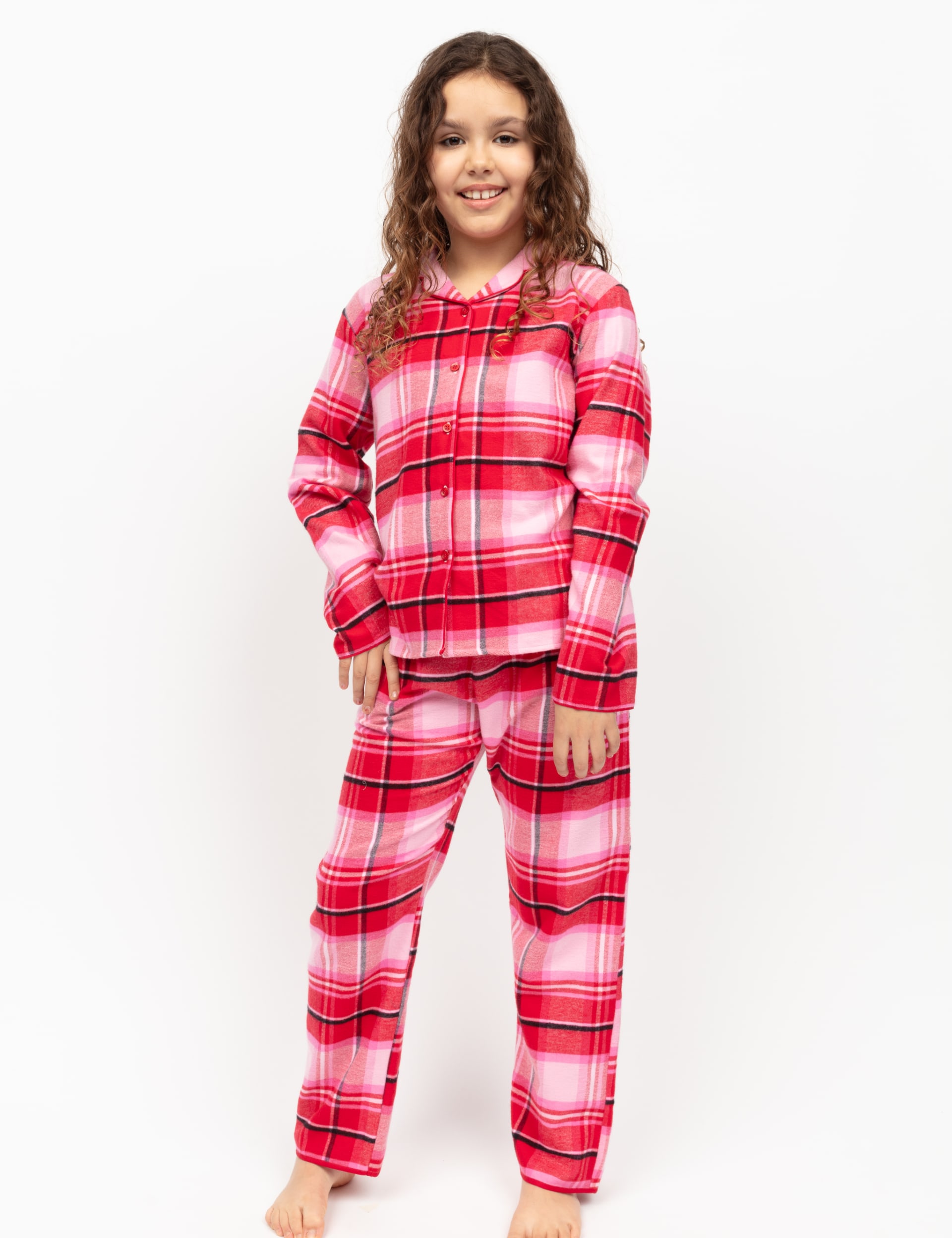 Cyberjammies Kid's Family Pure Cotton Checked Pyjamas - 4-5 Y - Red Mix, Red Mix