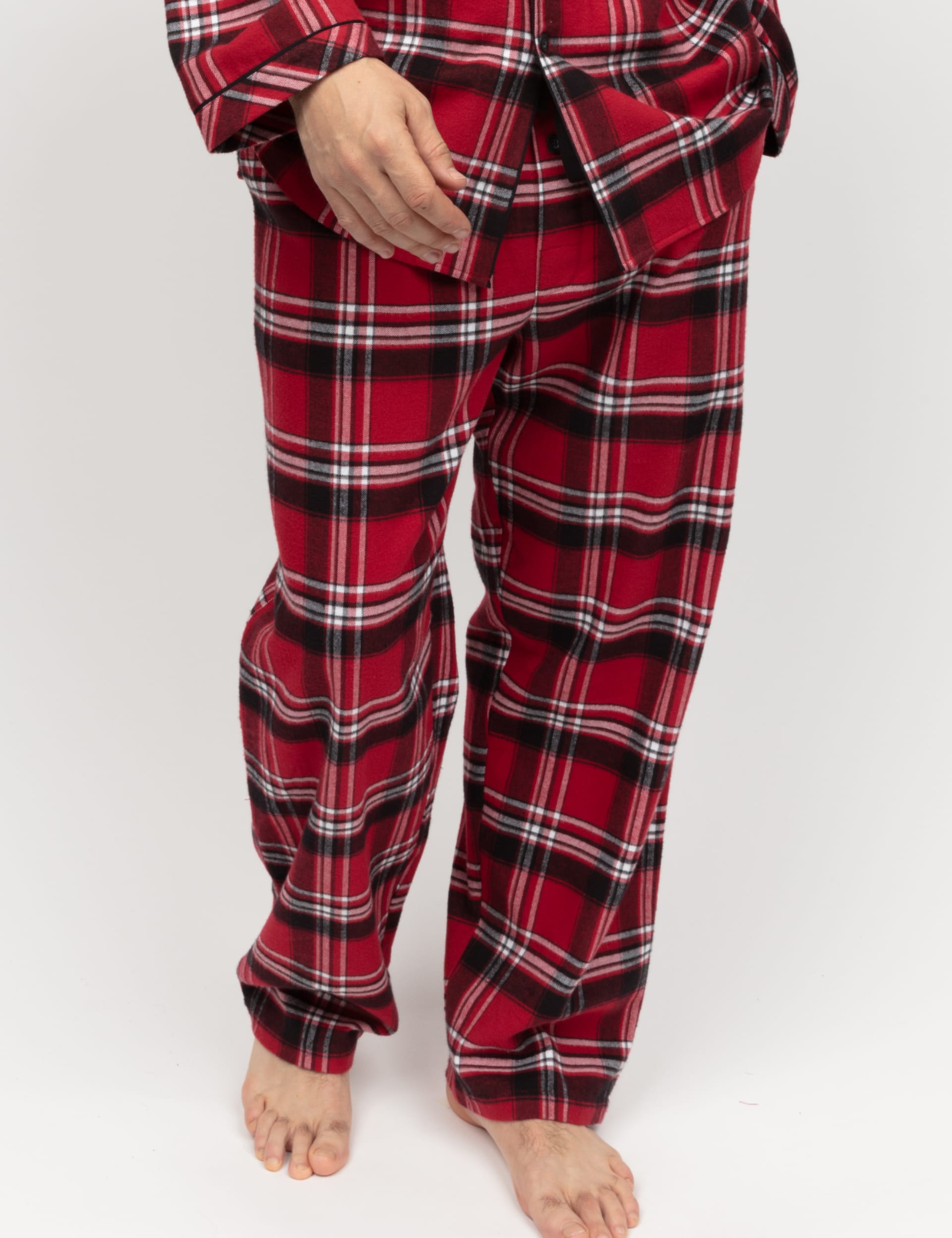 Cyberjammies Men's Family Pure Cotton Checked Pyjama Bottom - Red Mix, Red Mix