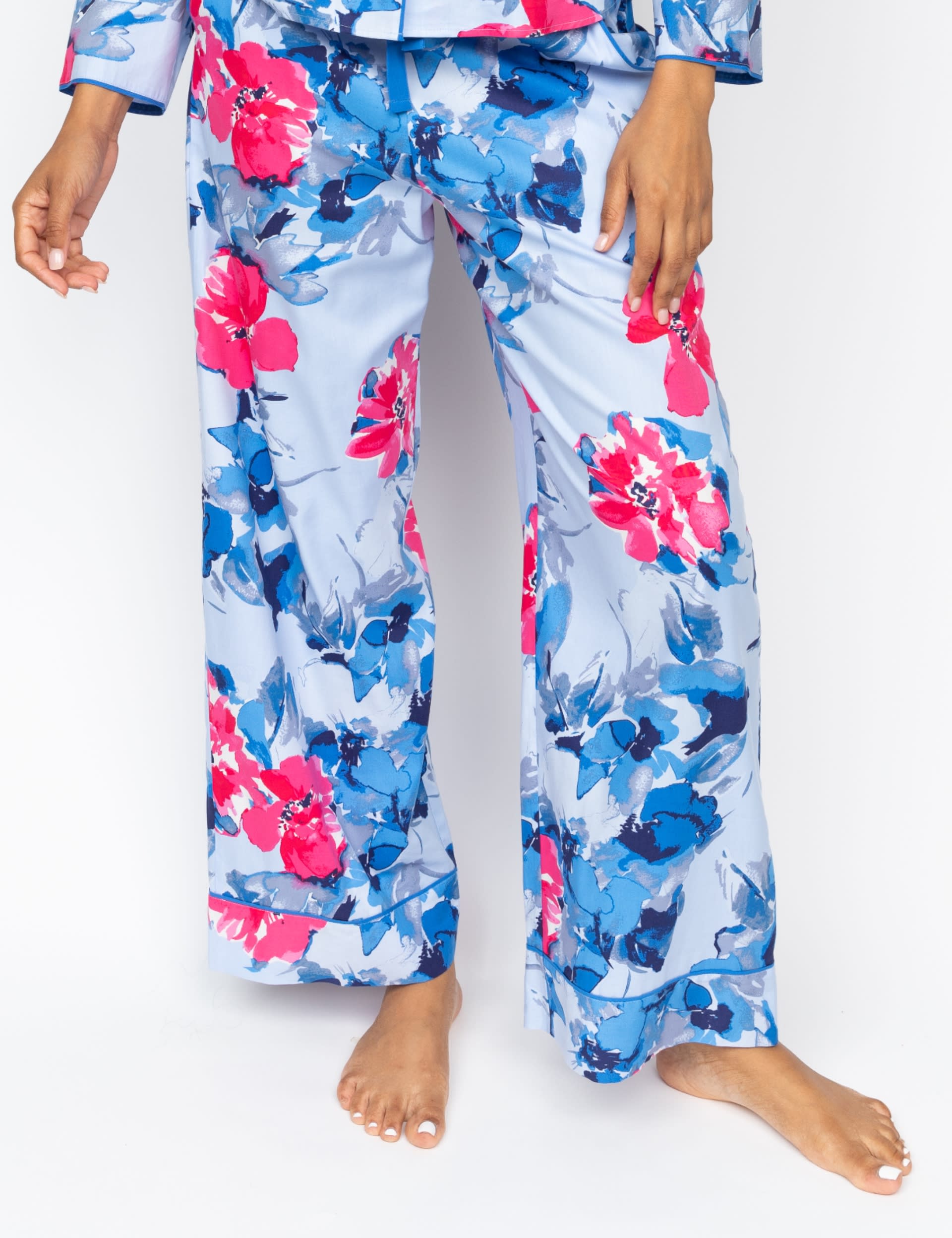 Cyberjammies Women's Cotton Modal Floral Wide Leg Pyjama Bottoms - 16 - Blue Mix, Blue Mix