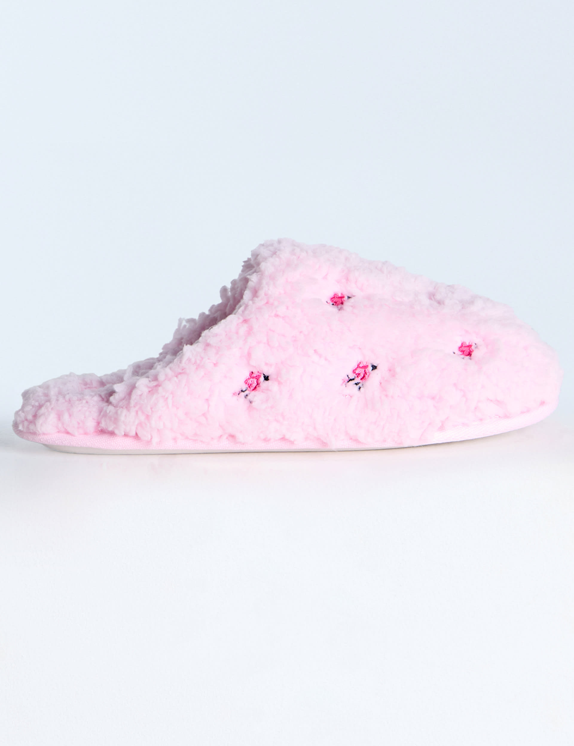 Boux Avenue Women's Faux Fur Floral Embroidered Mule Slippers - 5-6 - Pink Mix, Pink Mix