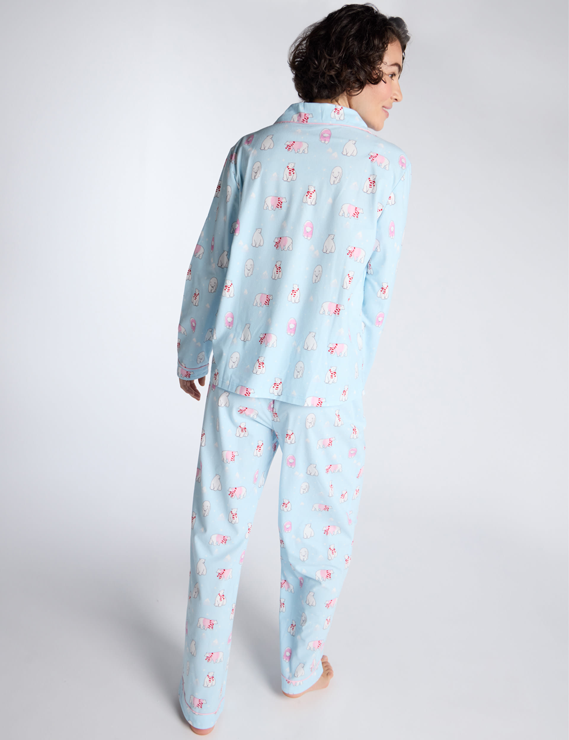 Boux Avenue Women's Fleece Polar Bear Print Pyjama Set - 20 - Blue Mix, Blue Mix