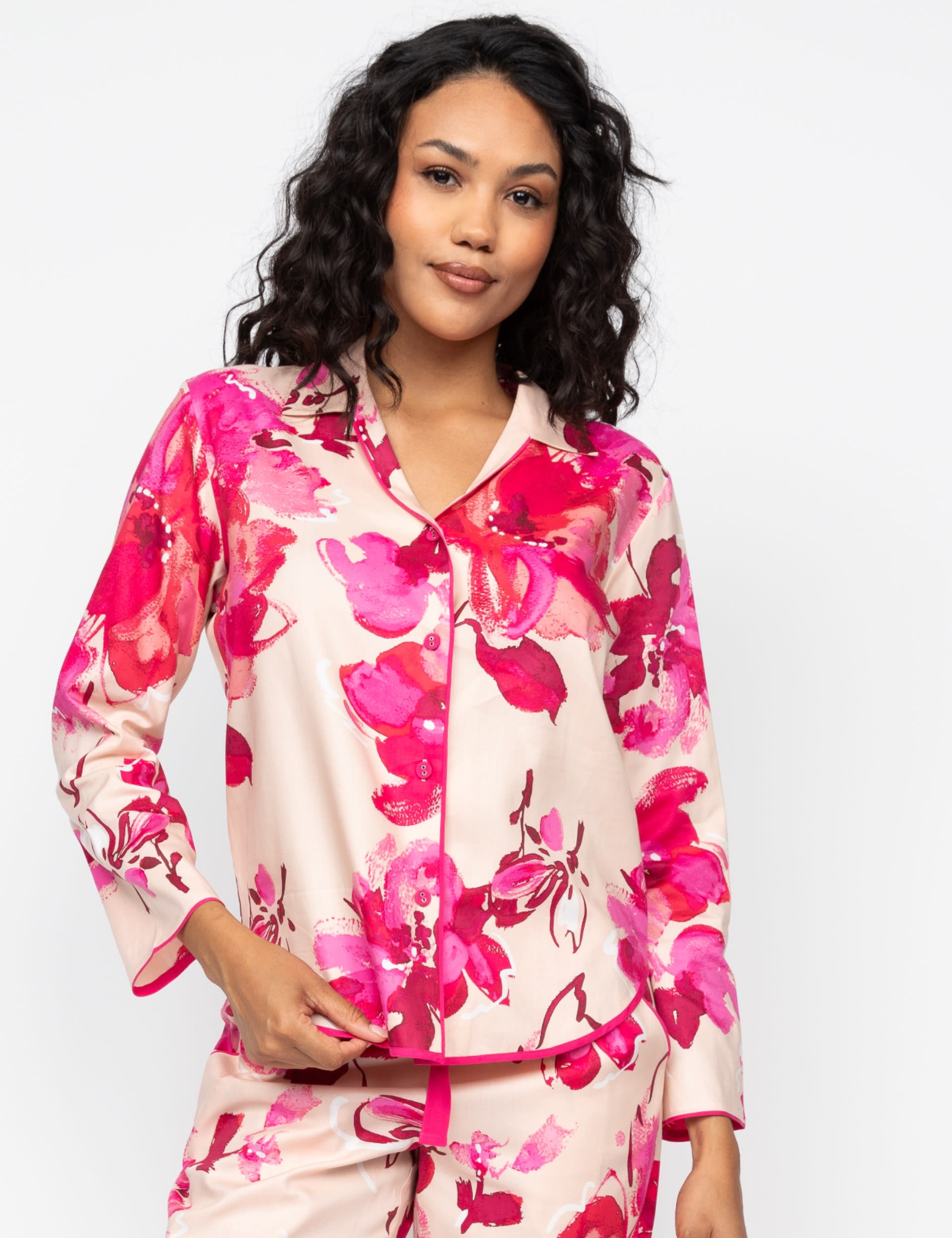 Cyberjammies Women's Cotton Modal Floral Pyjama Top - 10 - Pink Mix, Pink Mix