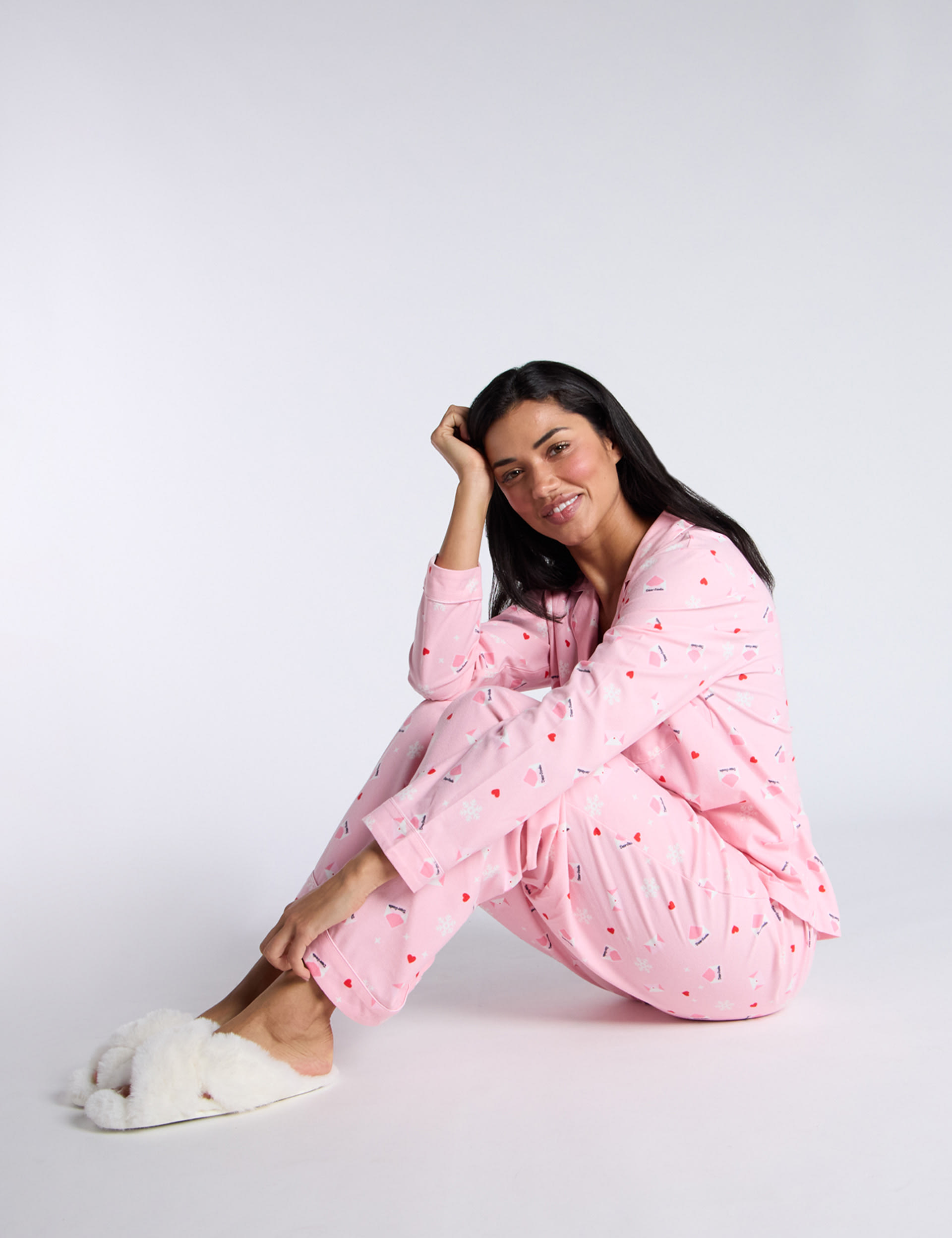 Boux Avenue Women's Fleece Christmas Pyjama Set With Gift Bag - 10 - Pink Mix, Pink Mix