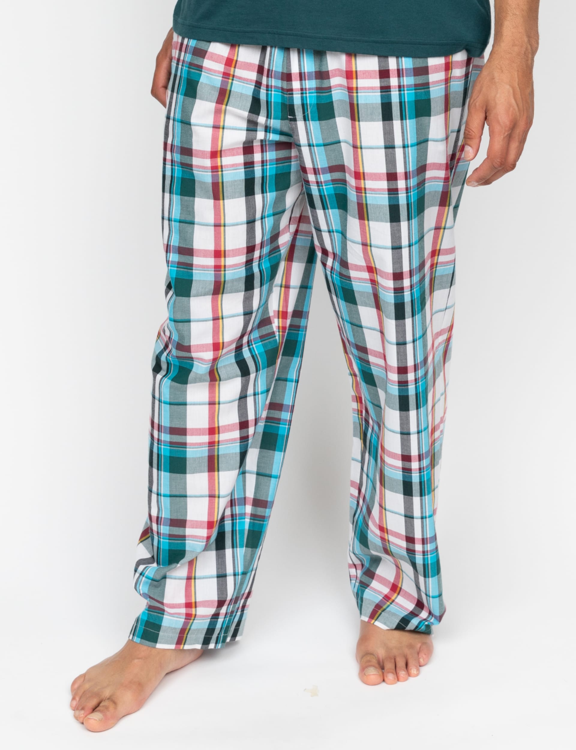 Cyberjammies Men's Pure Cotton Checked Pyjama Bottoms - Green Mix, Green Mix