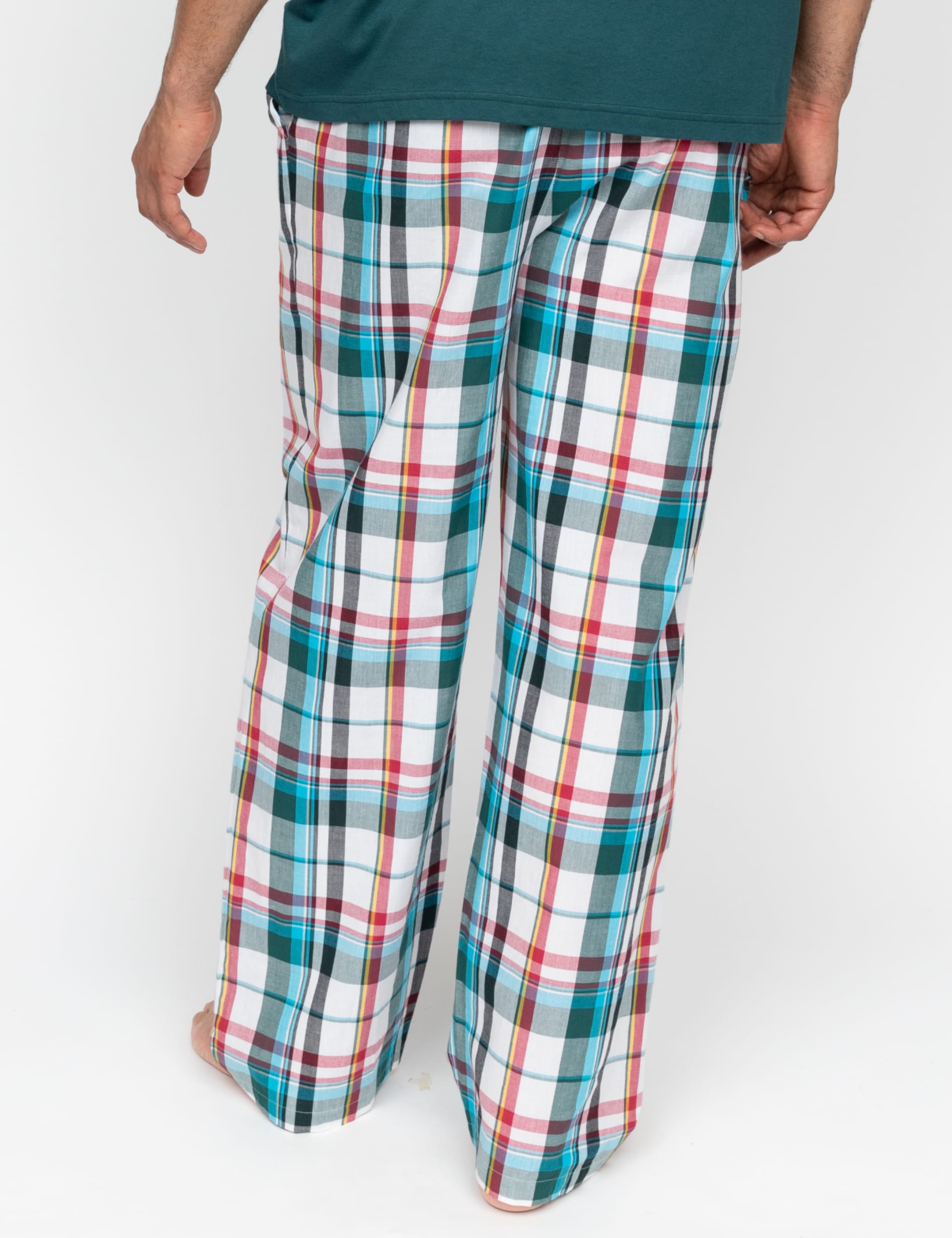 Cyberjammies Men's Pure Cotton Checked Pyjama Bottoms - Green Mix, Green Mix