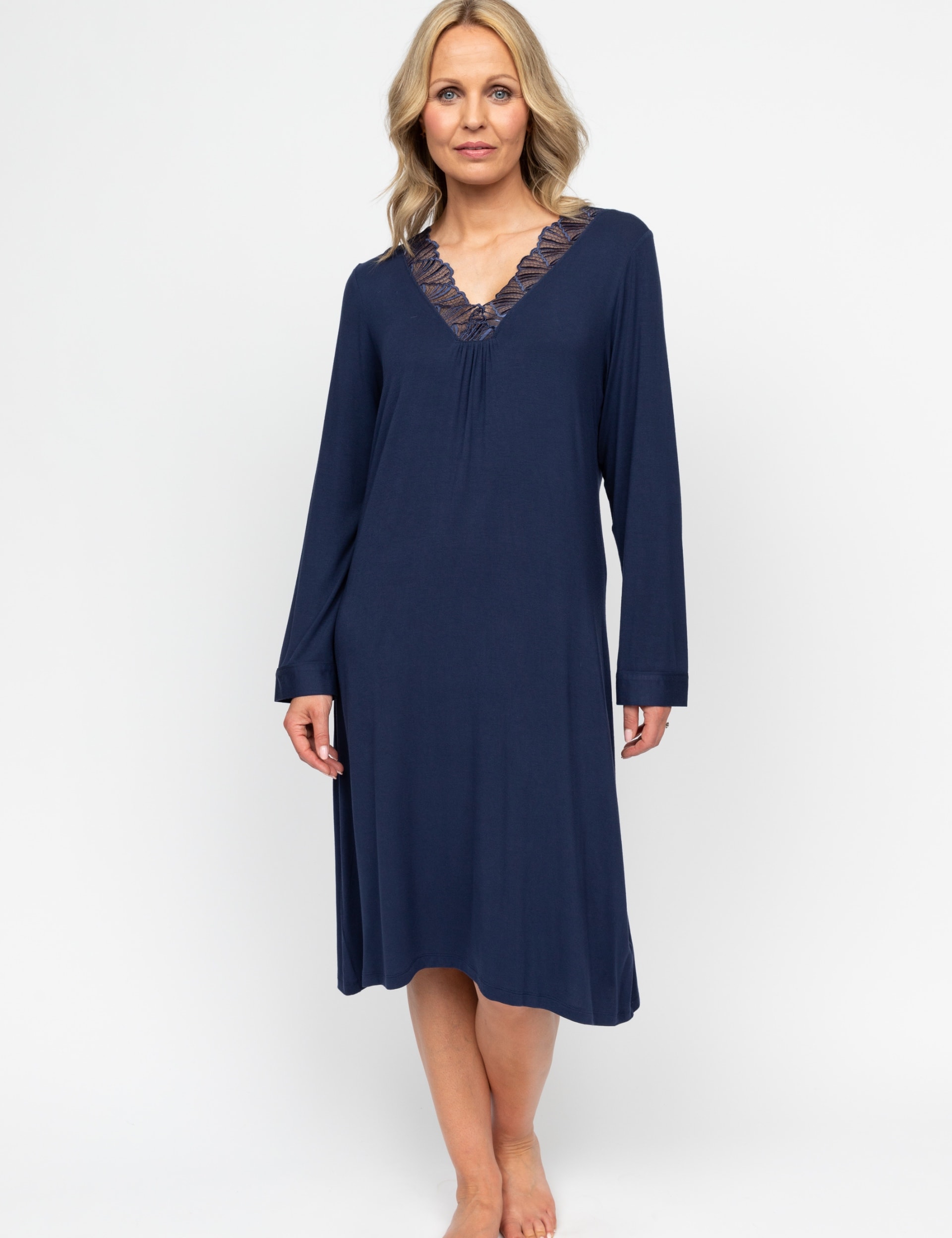 Cyberjammies Women's Modal Rich Long Sleeve Nightdress - 16 - Navy, Navy