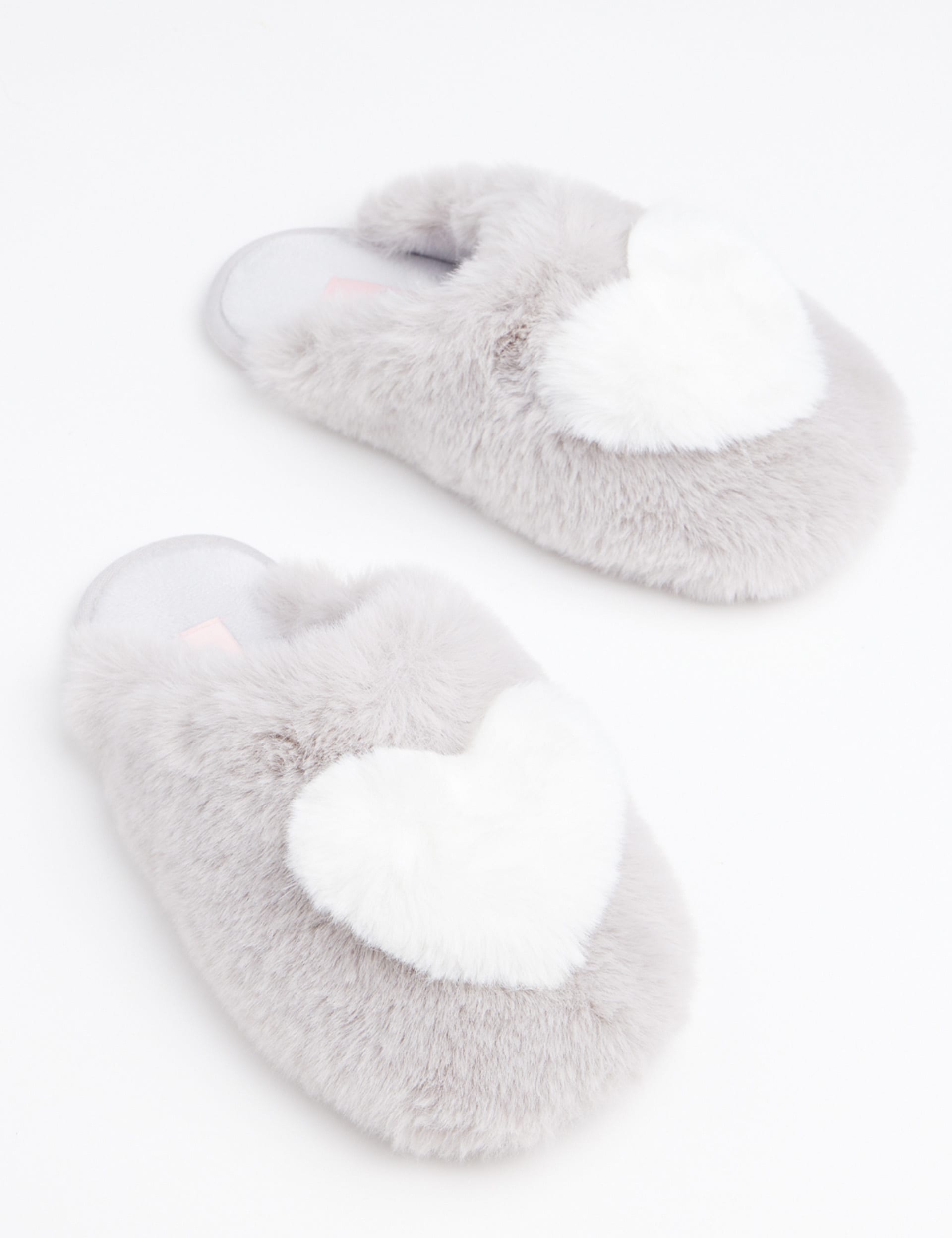 Boux Avenue Women's Fluffy Heart Mule Slippers - 38 - Grey Mix, Grey Mix