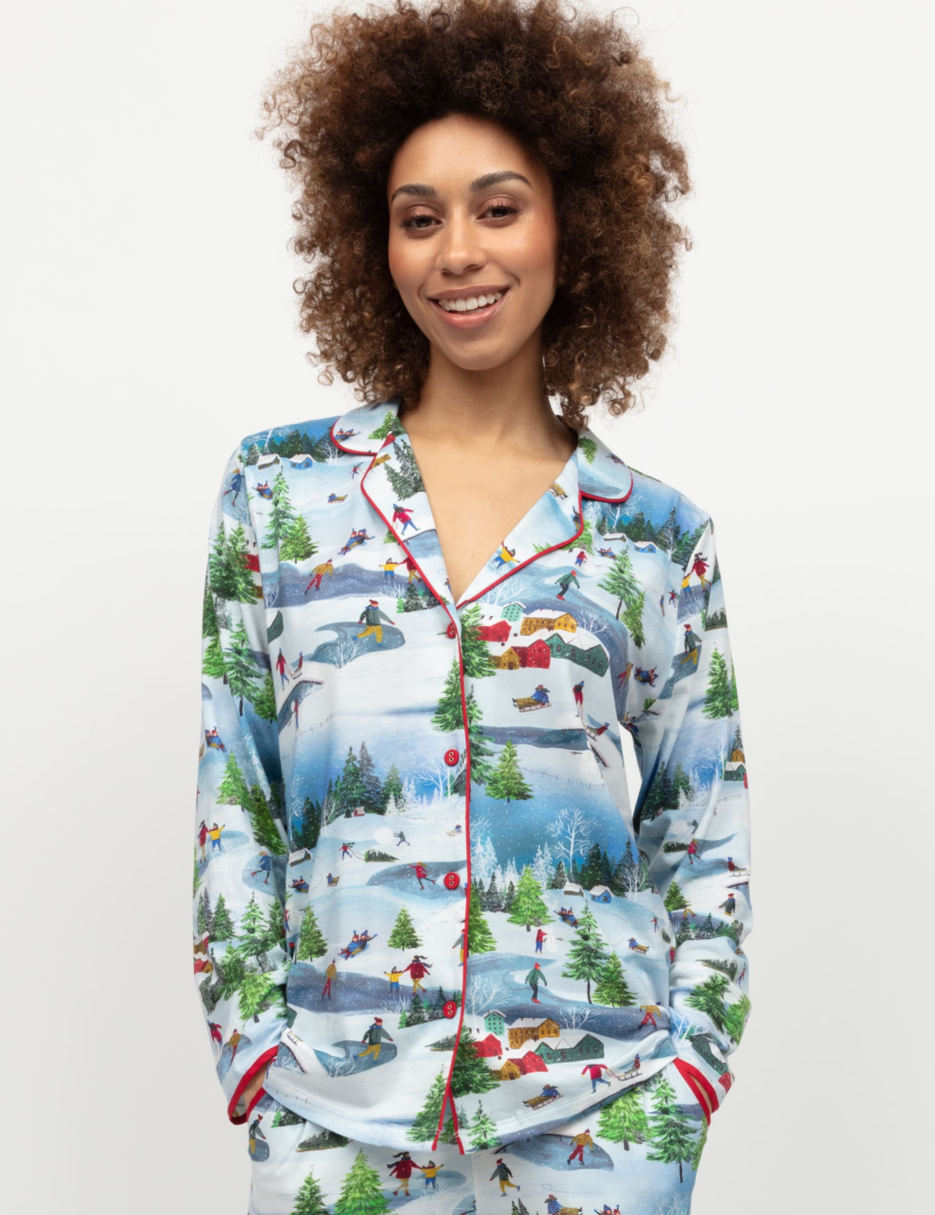 Cyberjammies Women's Family Winter Print Pyjama Top - 26 - White Mix, White Mix