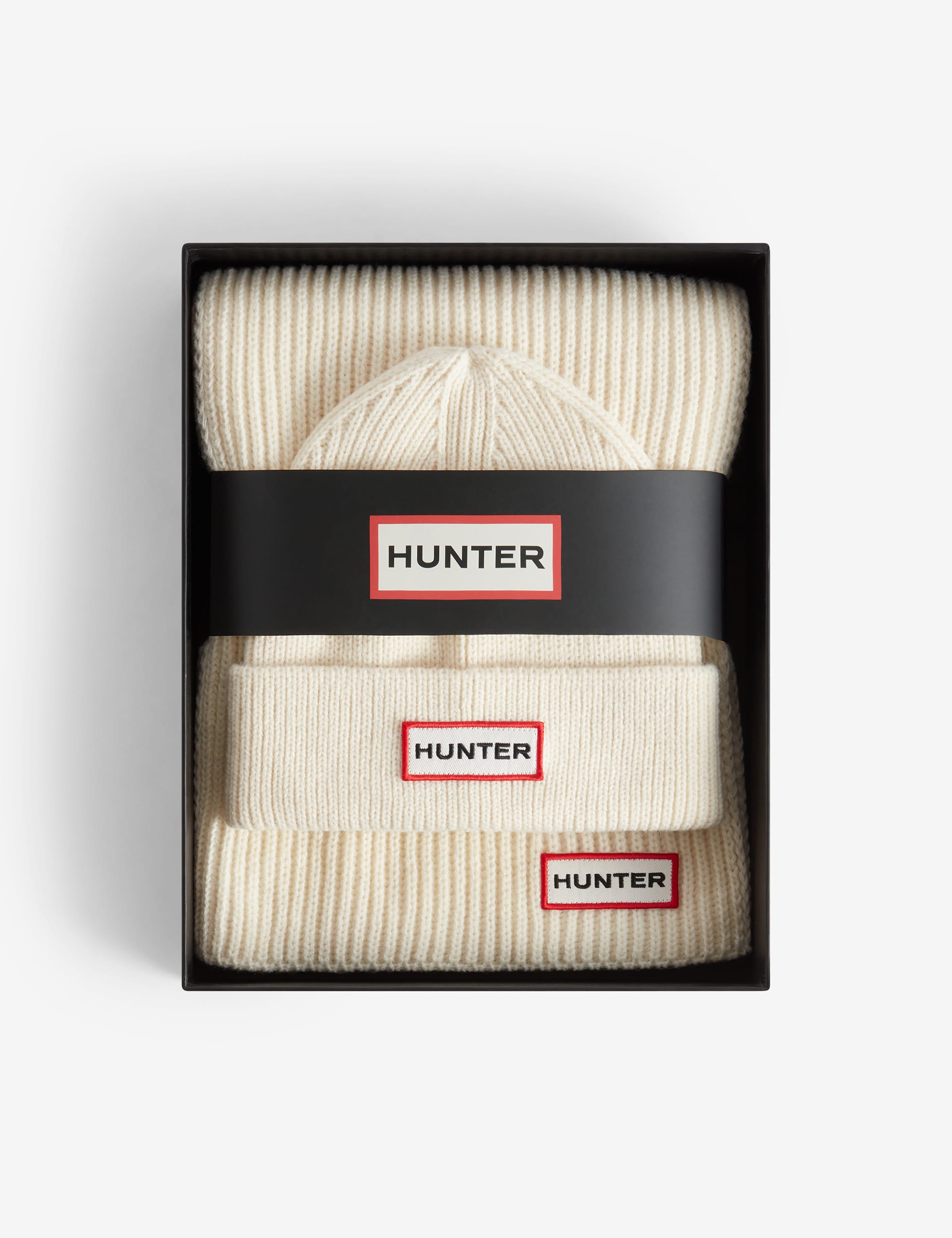 Hunter Women's Jura Beanie Hat & Scarf Gift Set - White, White,Red