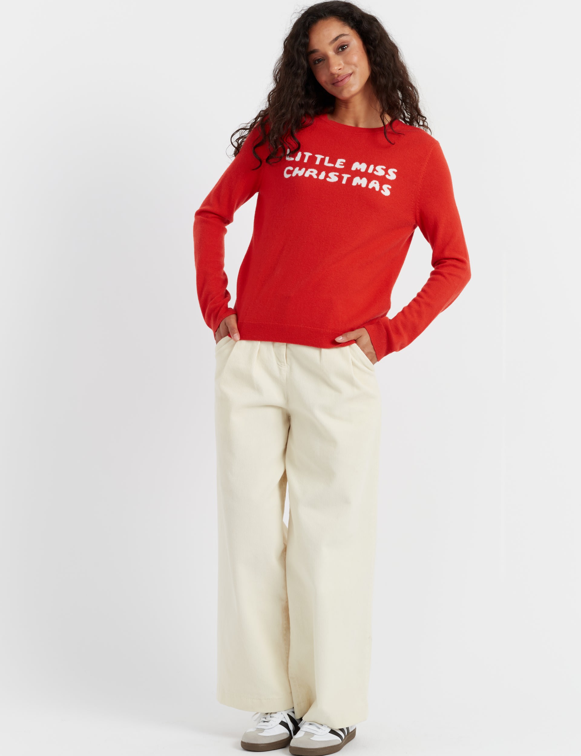 Chinti & Parker X Mr Men & Little Miss Women's Wool Rich Slogan Jumper with Cashmere - XS - Deep Red