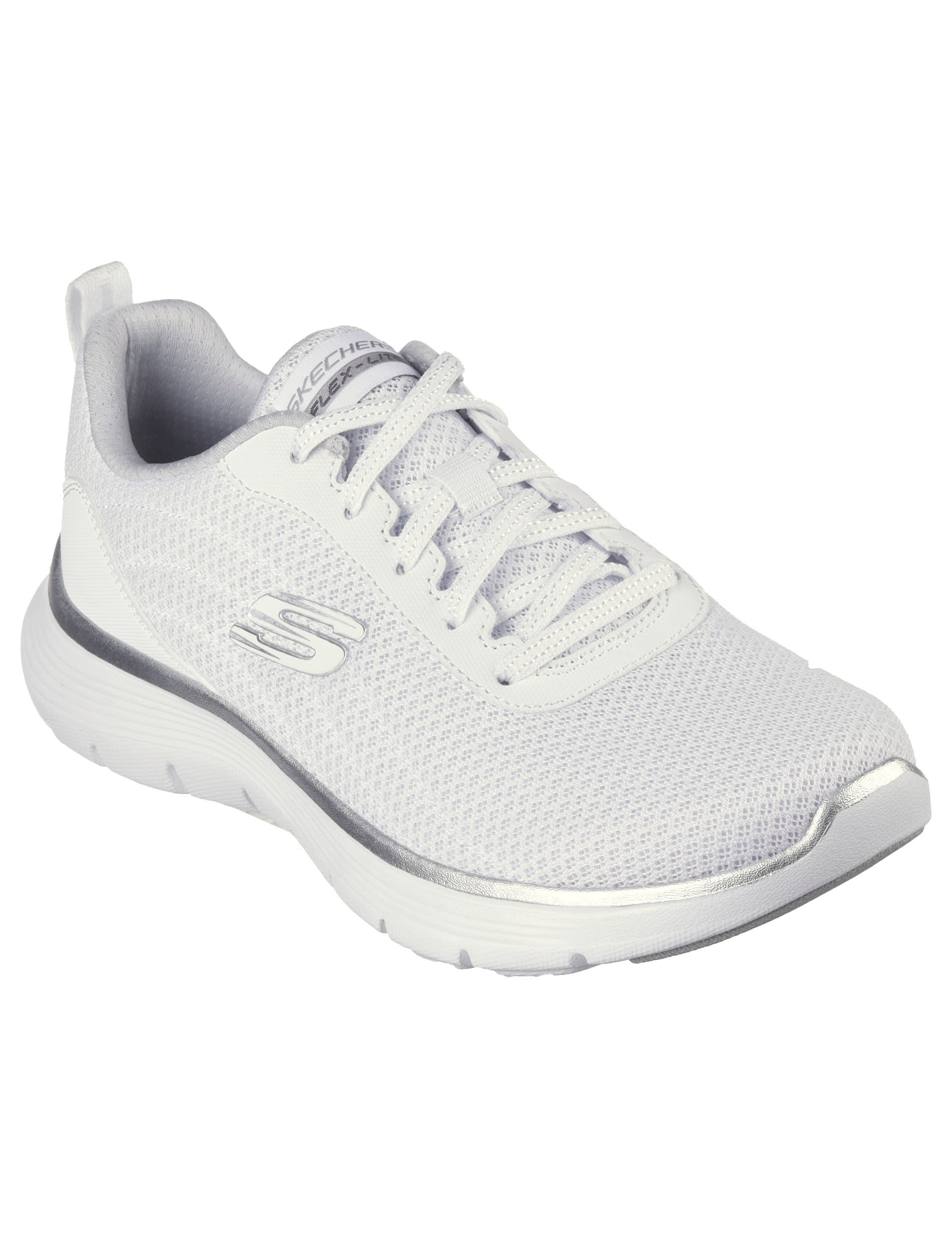 Skechers Women's Flex Appeal 5.0 Lace Up Trainers - 4 - White, Black Mix,White