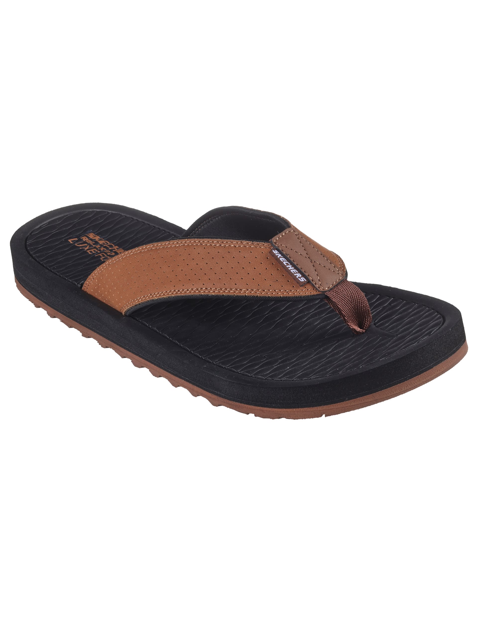 Skechers Men's Tantric Copano Flip Flops - 7 - Brown, Brown