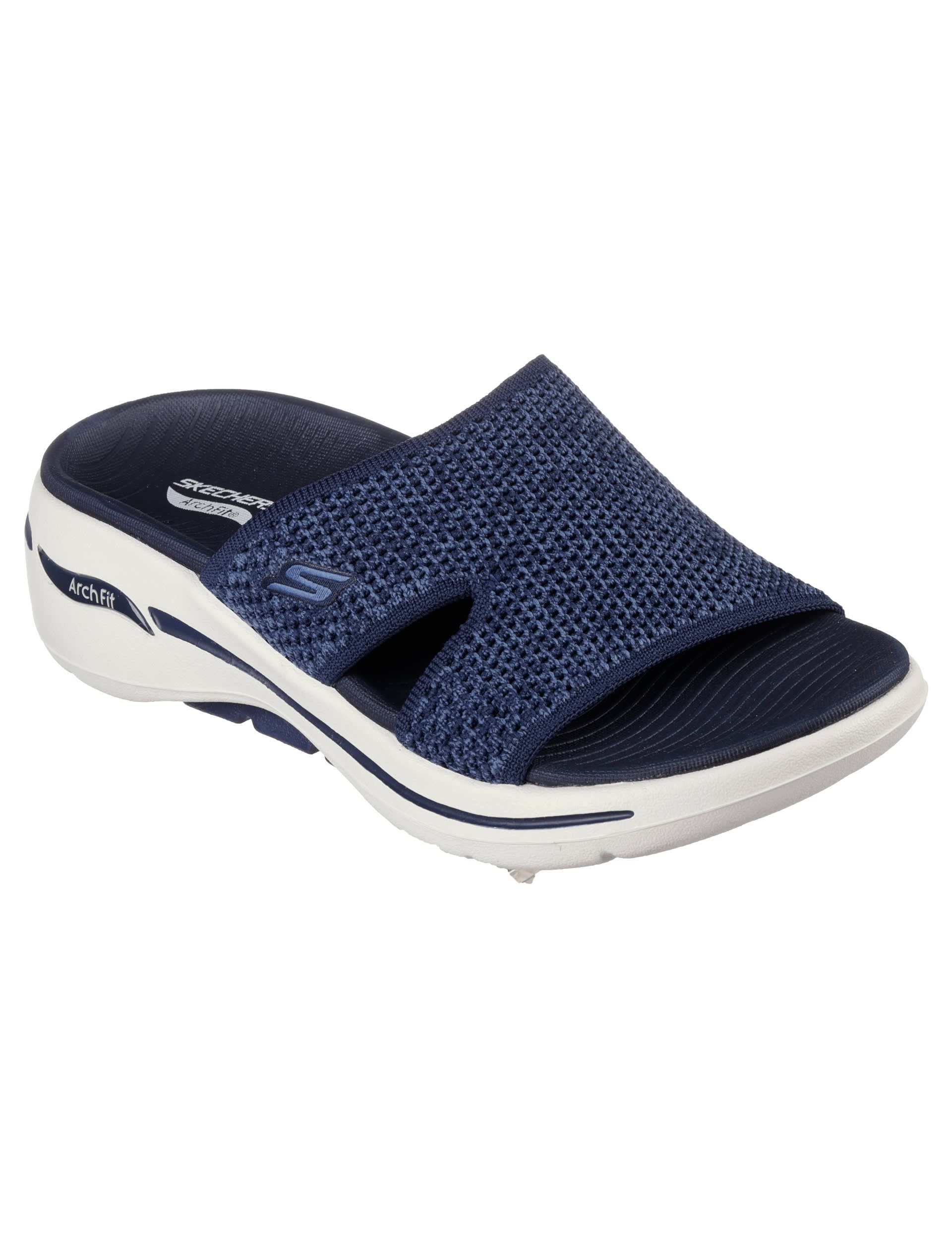 Skechers Women's GO WALK Arch Fit Flat Sandals - 8 - Navy, Navy