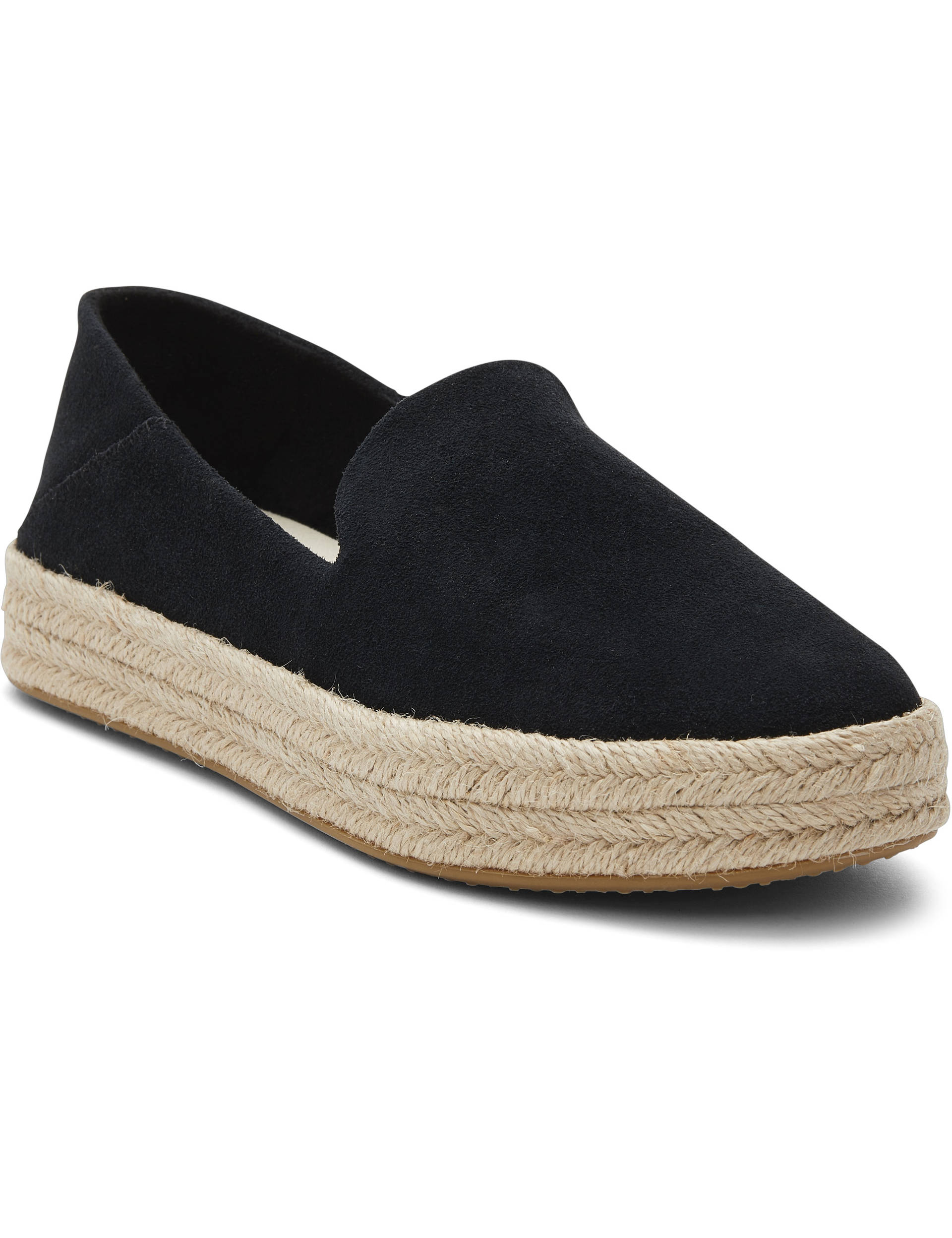 Toms Women's Leather Flat Espadrilles - 5 - Black, Black,Natural