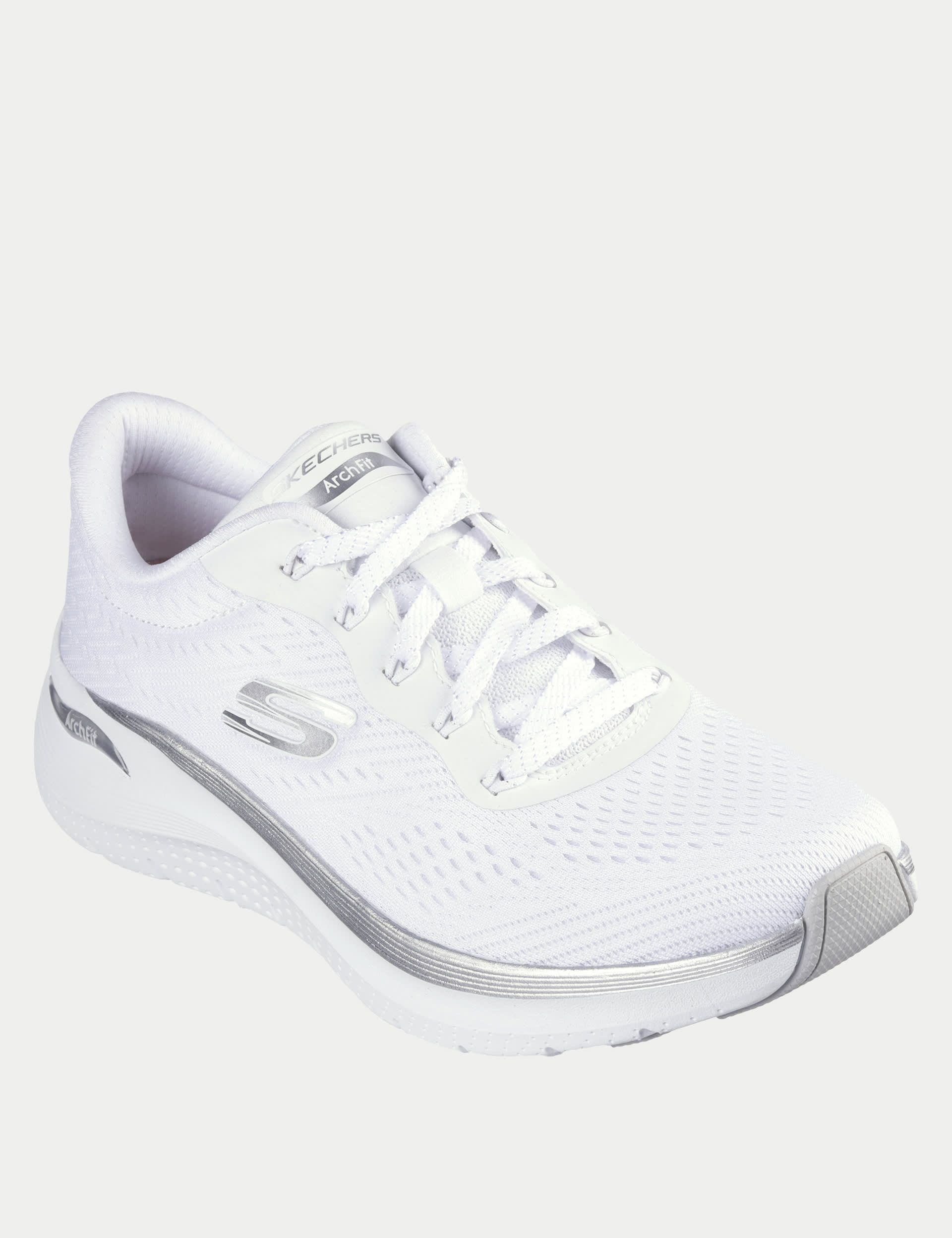 Skechers Women's Arch Wide Fit 2.0 Glow The Distance Trainers - 6 - White, White,Black Mix