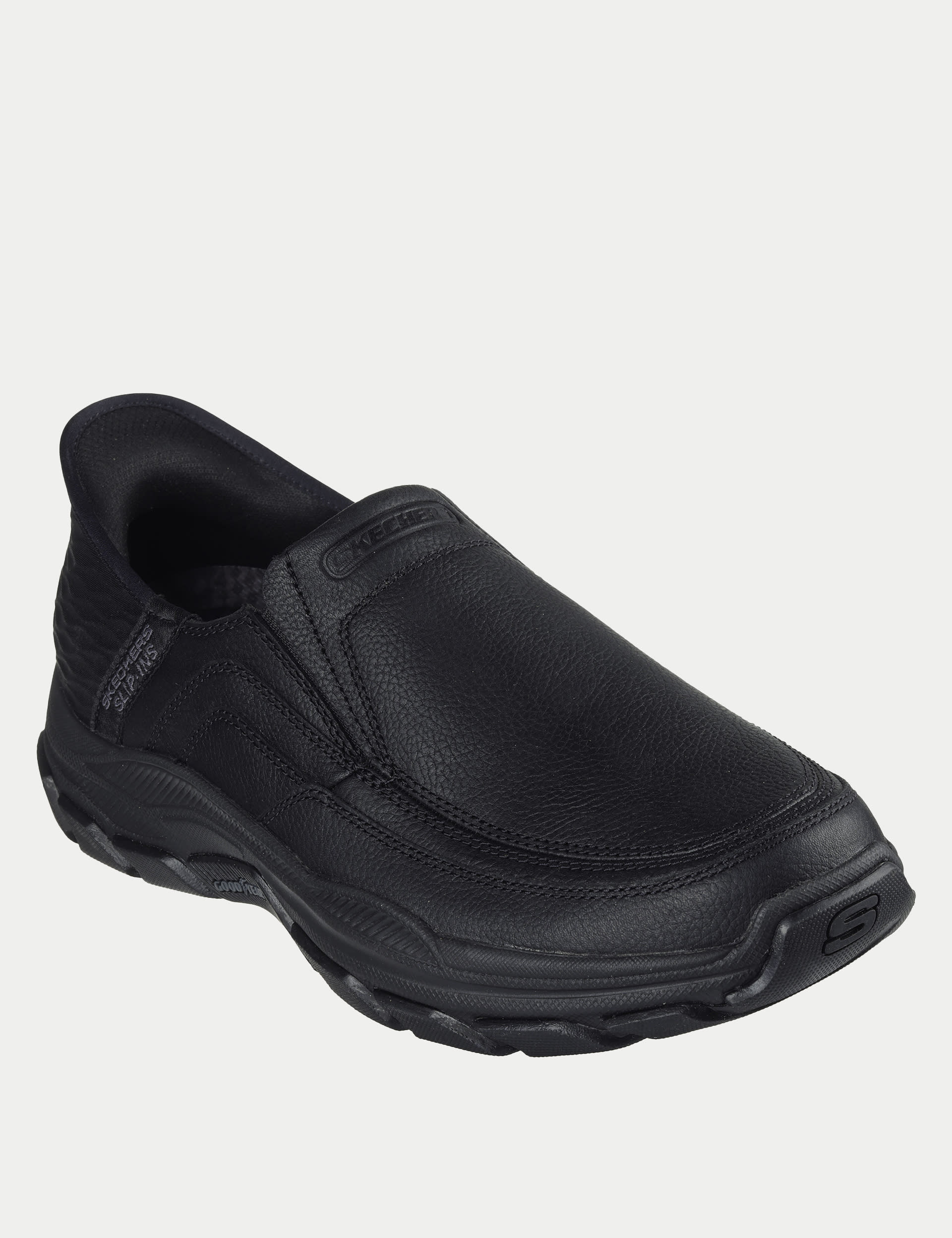 Skechers Men's Respected Elgin Leather Slip-On Shoes - 9 - Black, Black