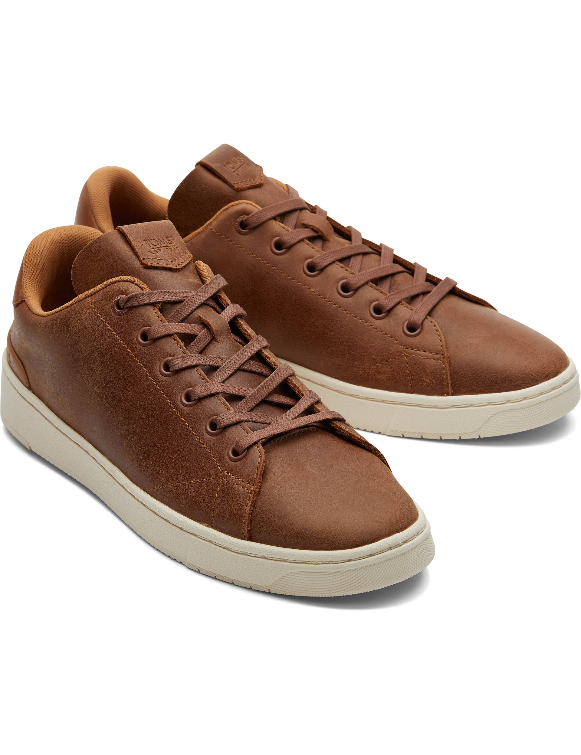 Toms Men's Leather Lace Up Trainers - 8 - Tan, Tan