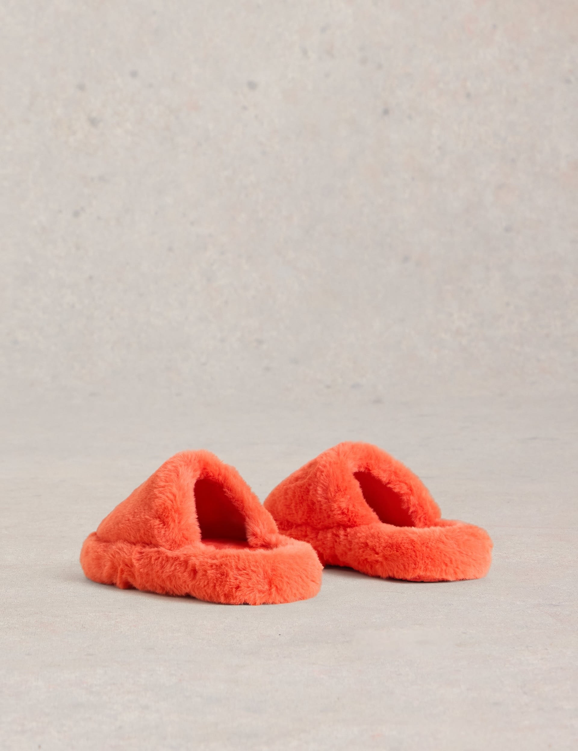 White Stuff Women's Faux Fur Mule Slippers - Red, Red