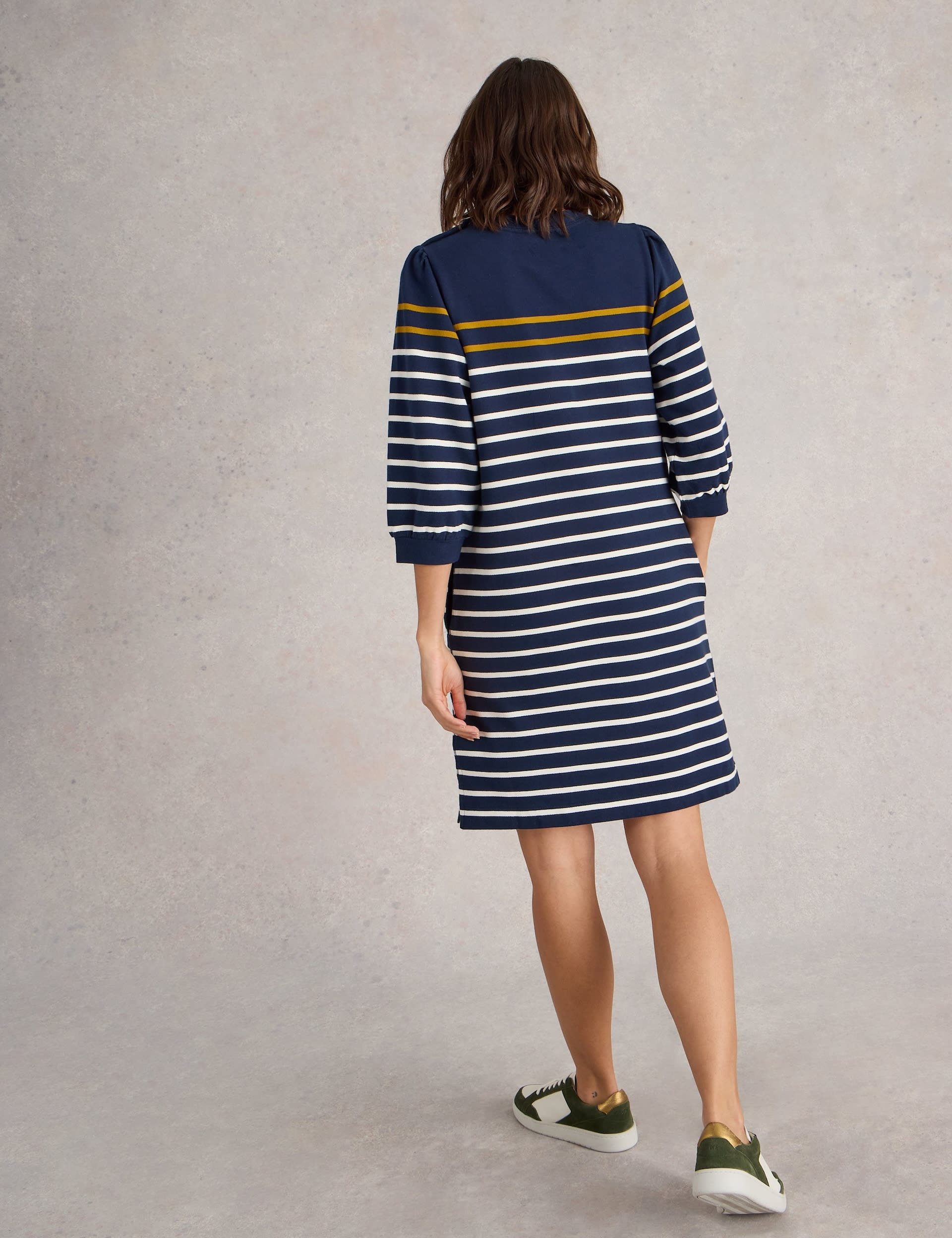 White Stuff Women's Pure Cotton Striped Mini T-Shirt Dress - 6 - Navy Mix, Navy Mix