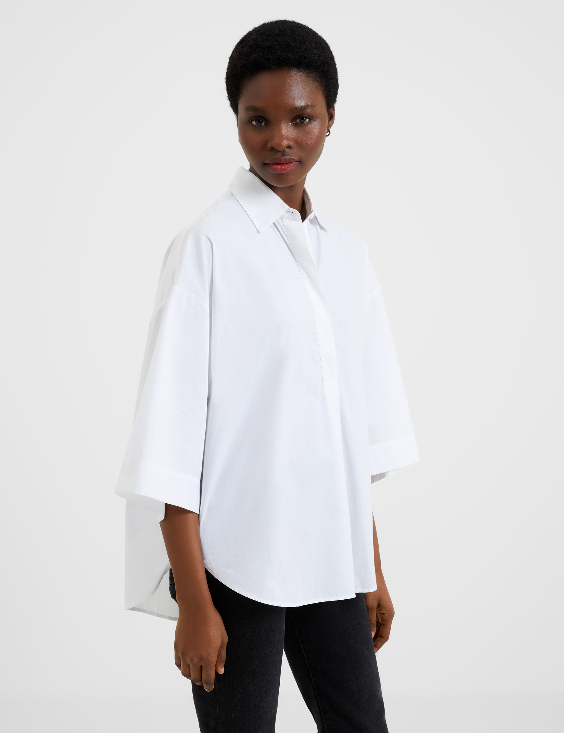 French Connection Women's Pure Cotton Collared Relaxed Shirt - XS - Soft White, Soft White