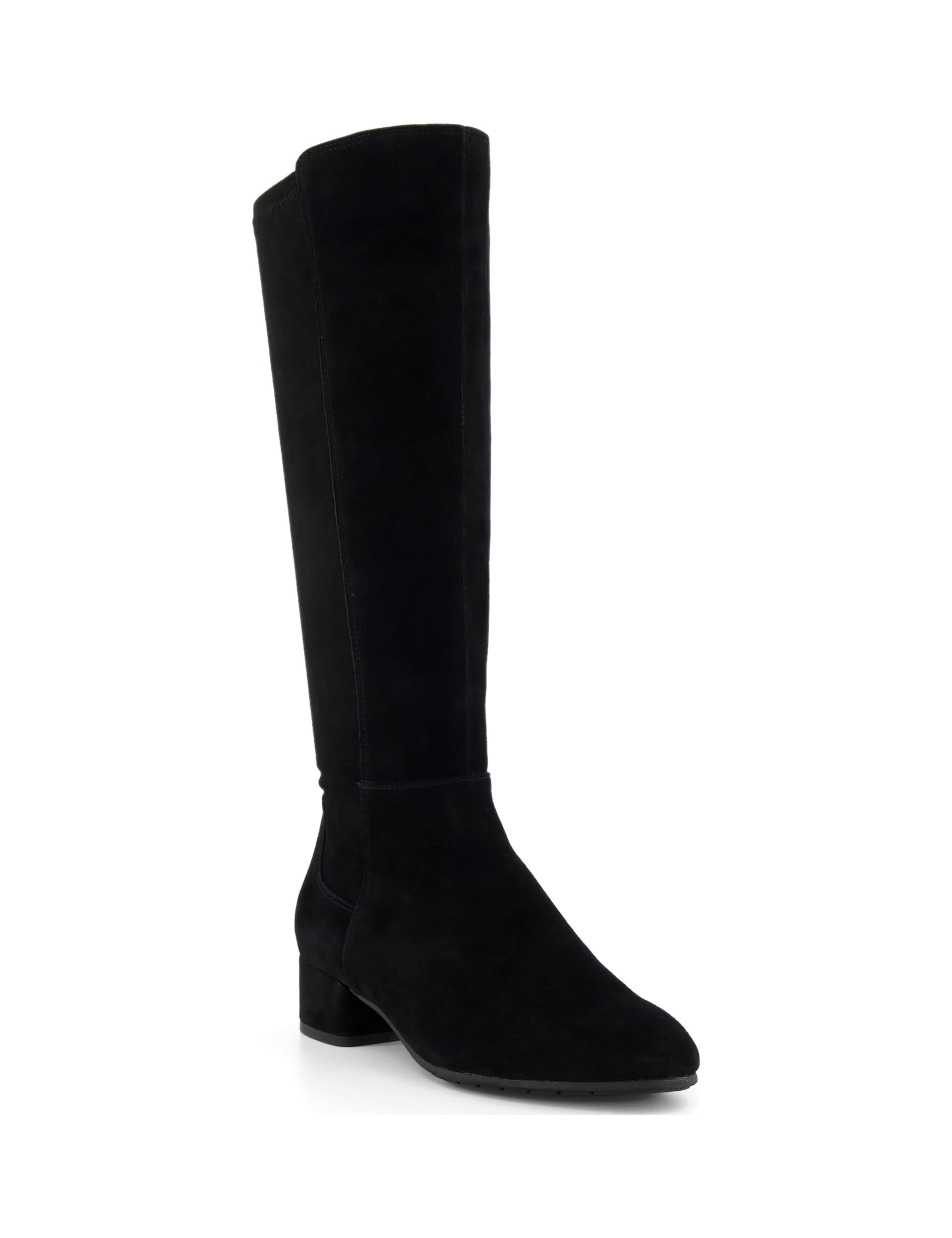 Dune London Women's Suede Block Heel Knee High Boots - 5 - Black, Black,Navy