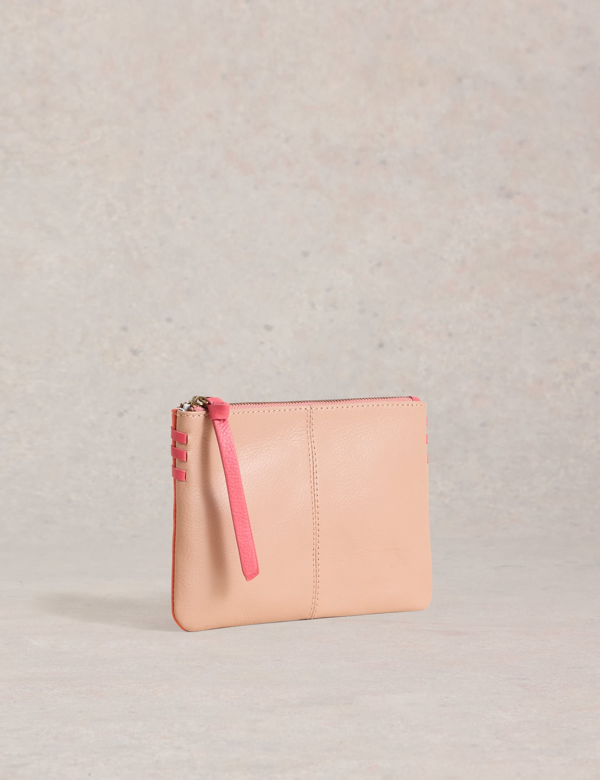 White Stuff Women's Leather Colour Block Pouch - Pink Mix, Pink Mix