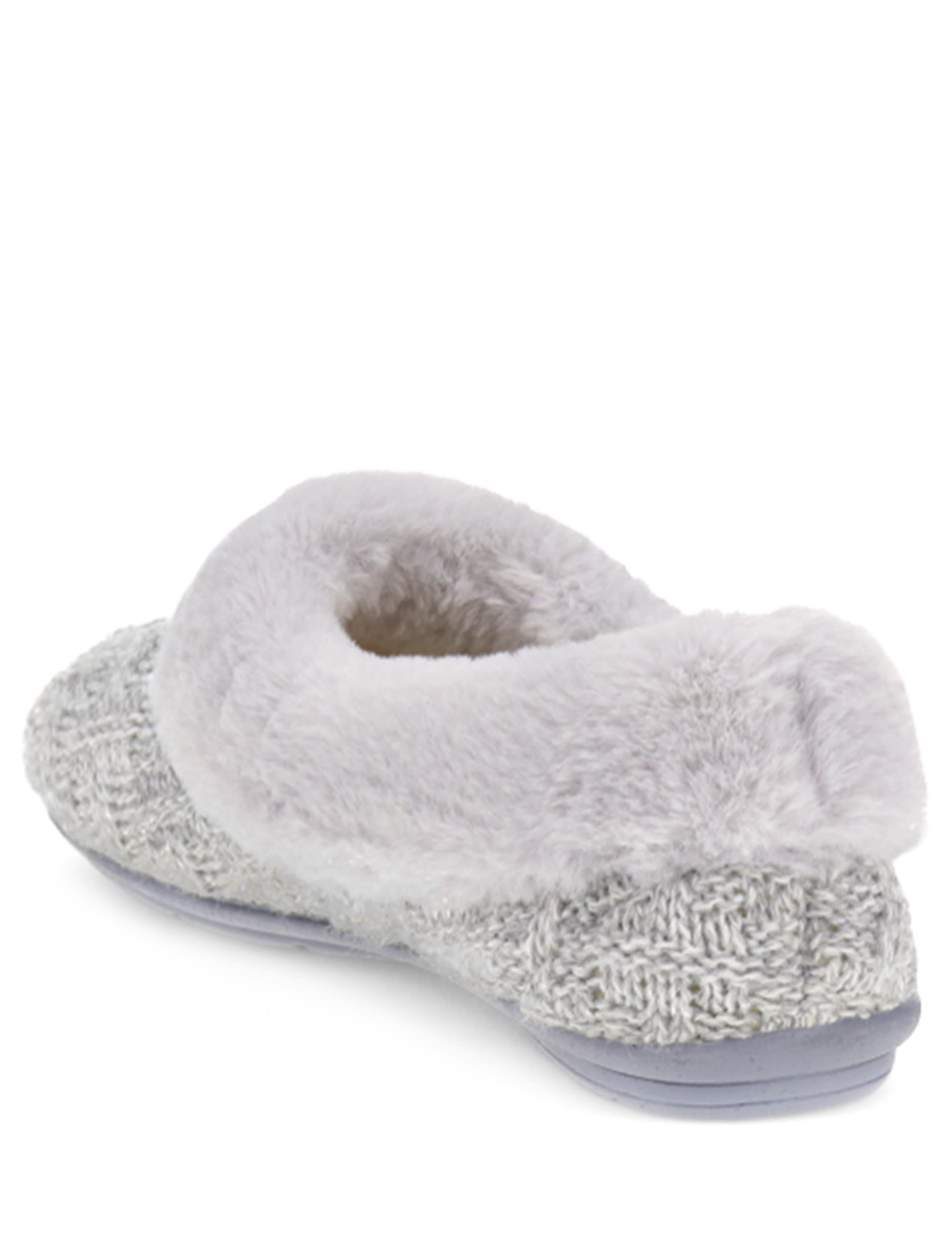 Jones Bootmaker Women's Faux Fur Cuff Slippers - 5 - Grey, Grey,Pink