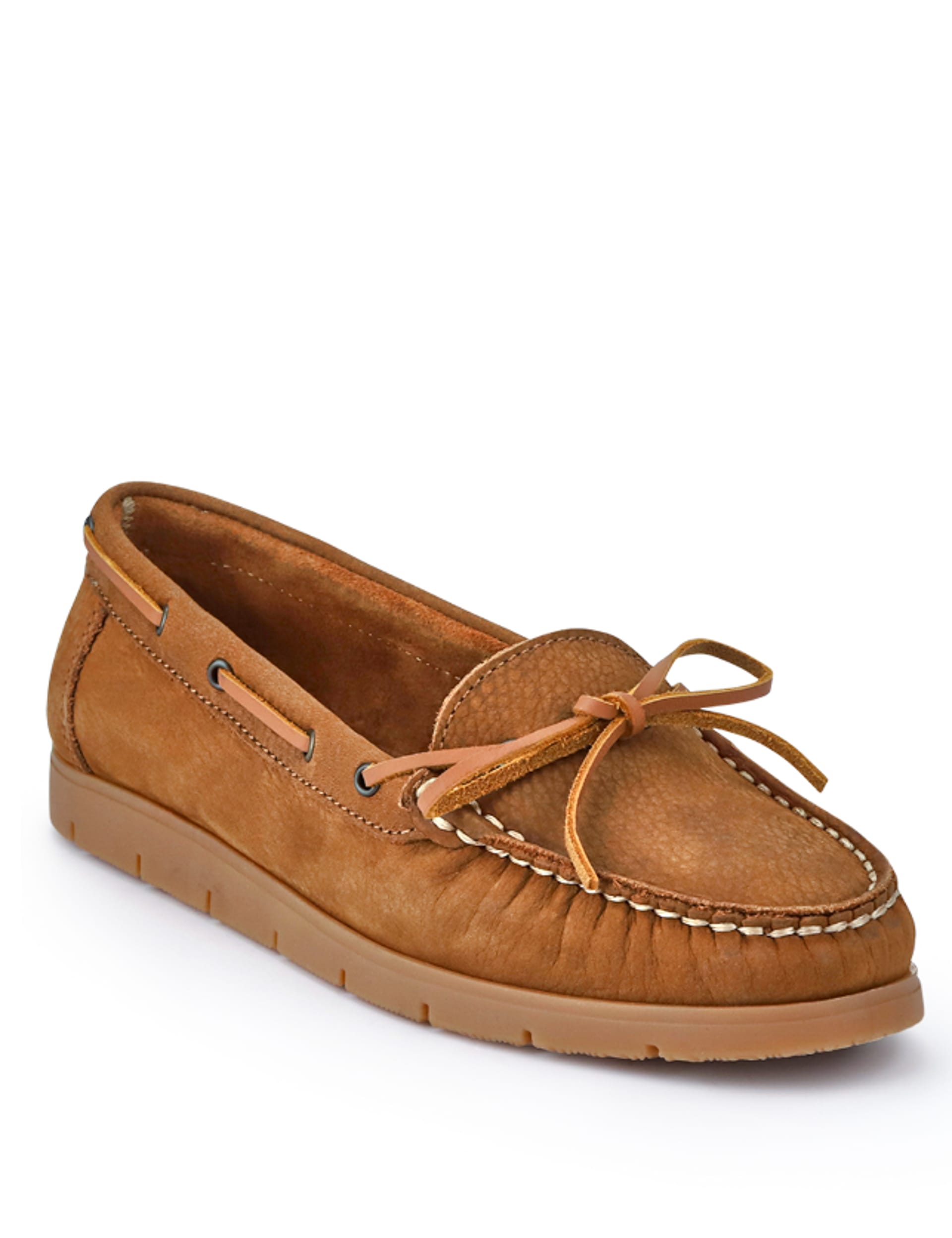 Jones Bootmaker Women's Suede Flat Boat Shoes - 4 - Tan, Tan