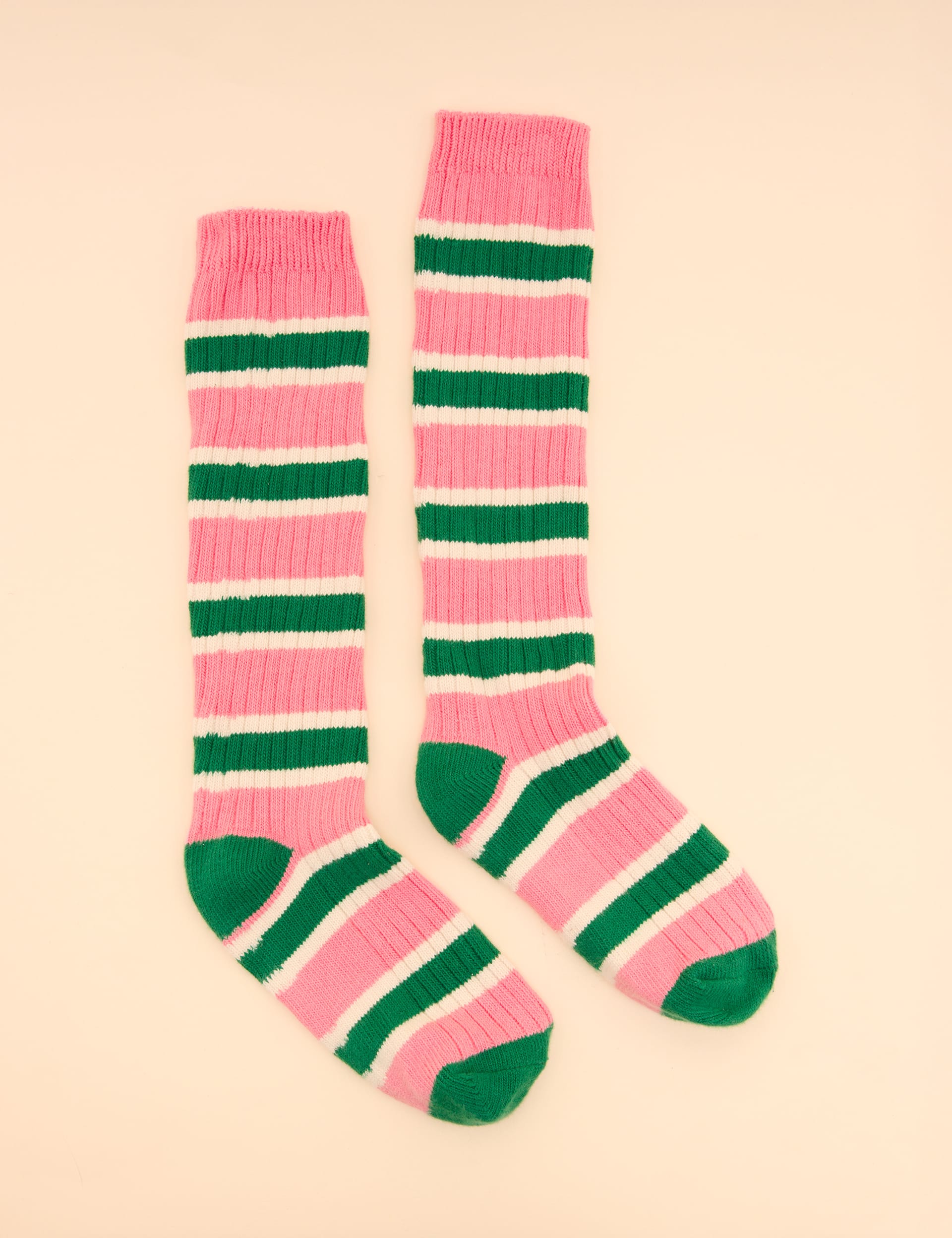 Joules Women's Cotton Rich Striped Knee High Socks - Pink Mix, Pink Mix