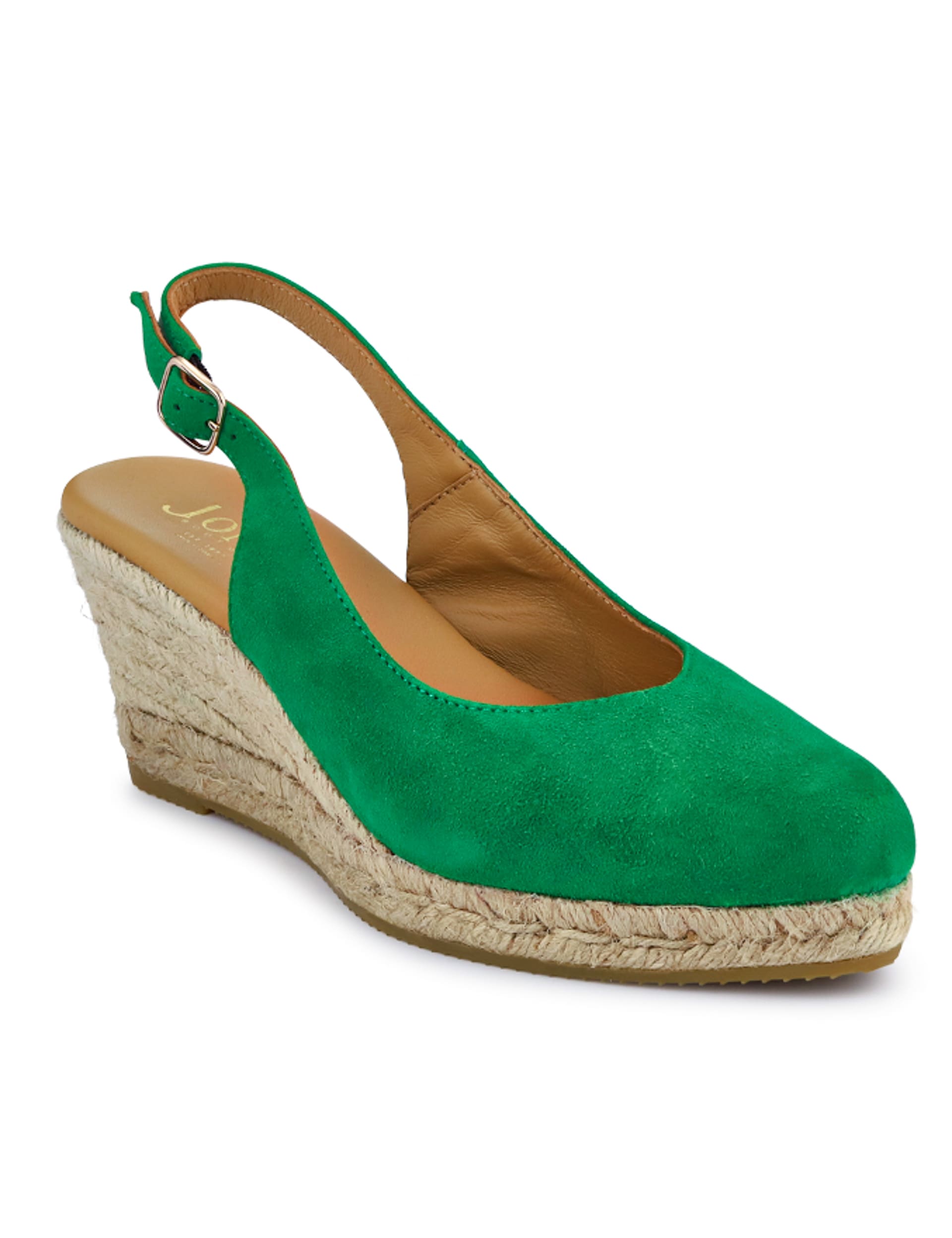 Jones Bootmaker Women's Suede Wedge Slingback Shoes - 5 - Green, Tan,Green