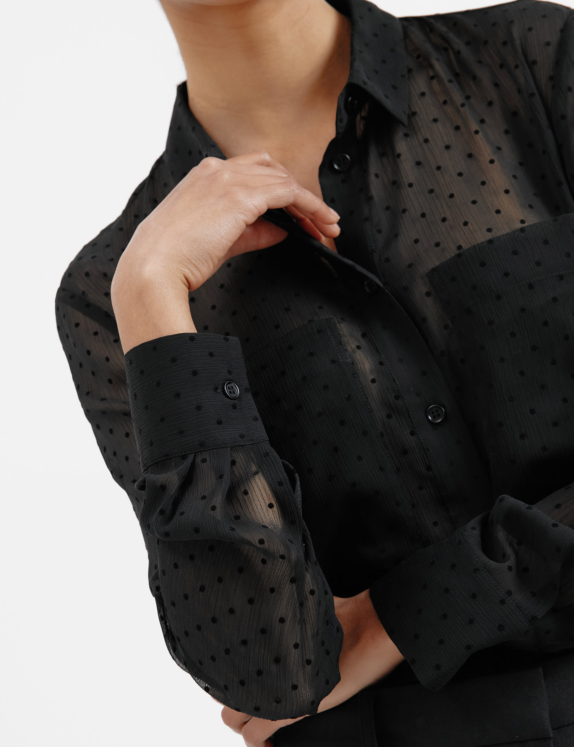 Albaray Women's Polka Dot Button Through Shirt - 10 - Black, Black