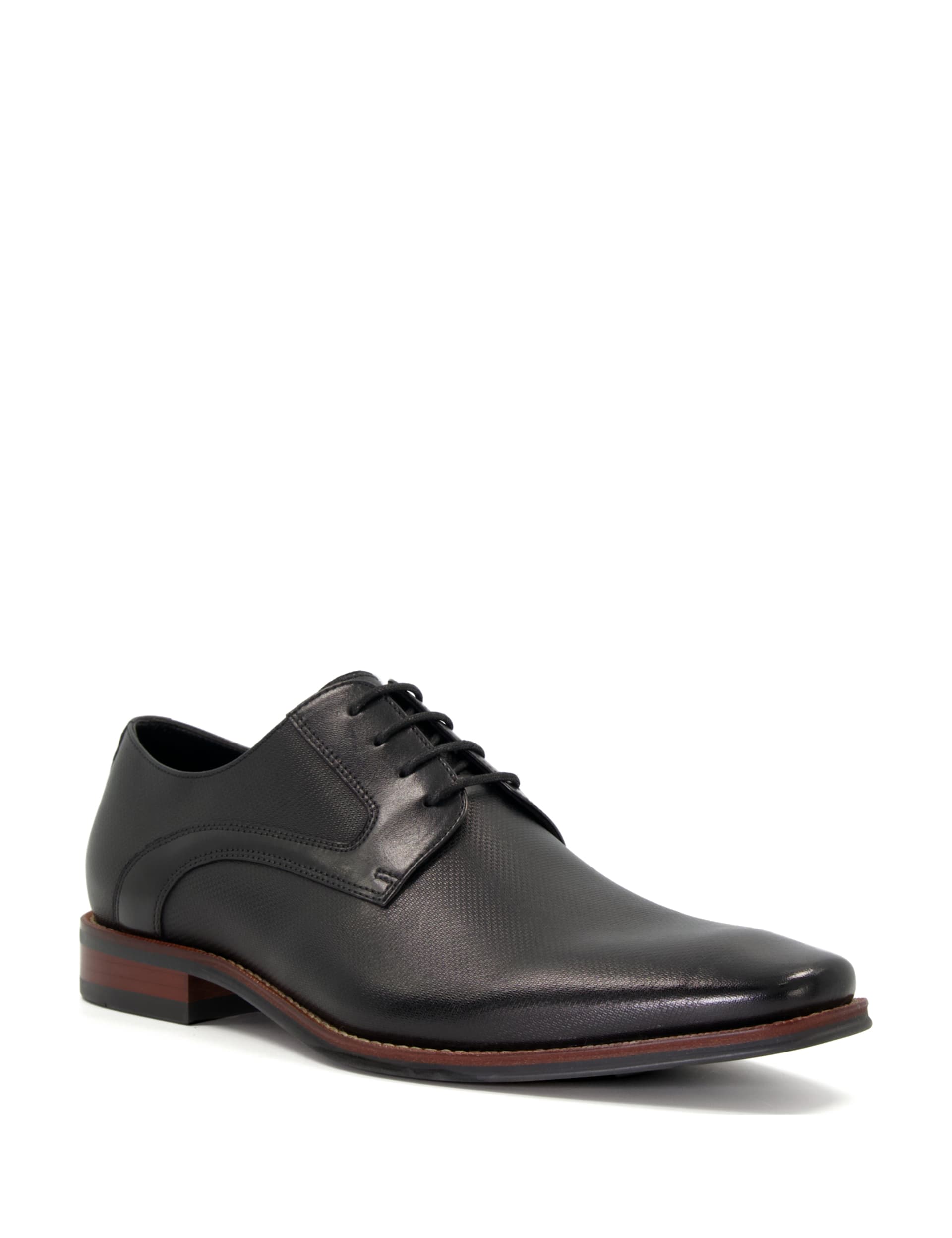 Dune London Men's Leather Derby Shoes - 9 - Black, Black