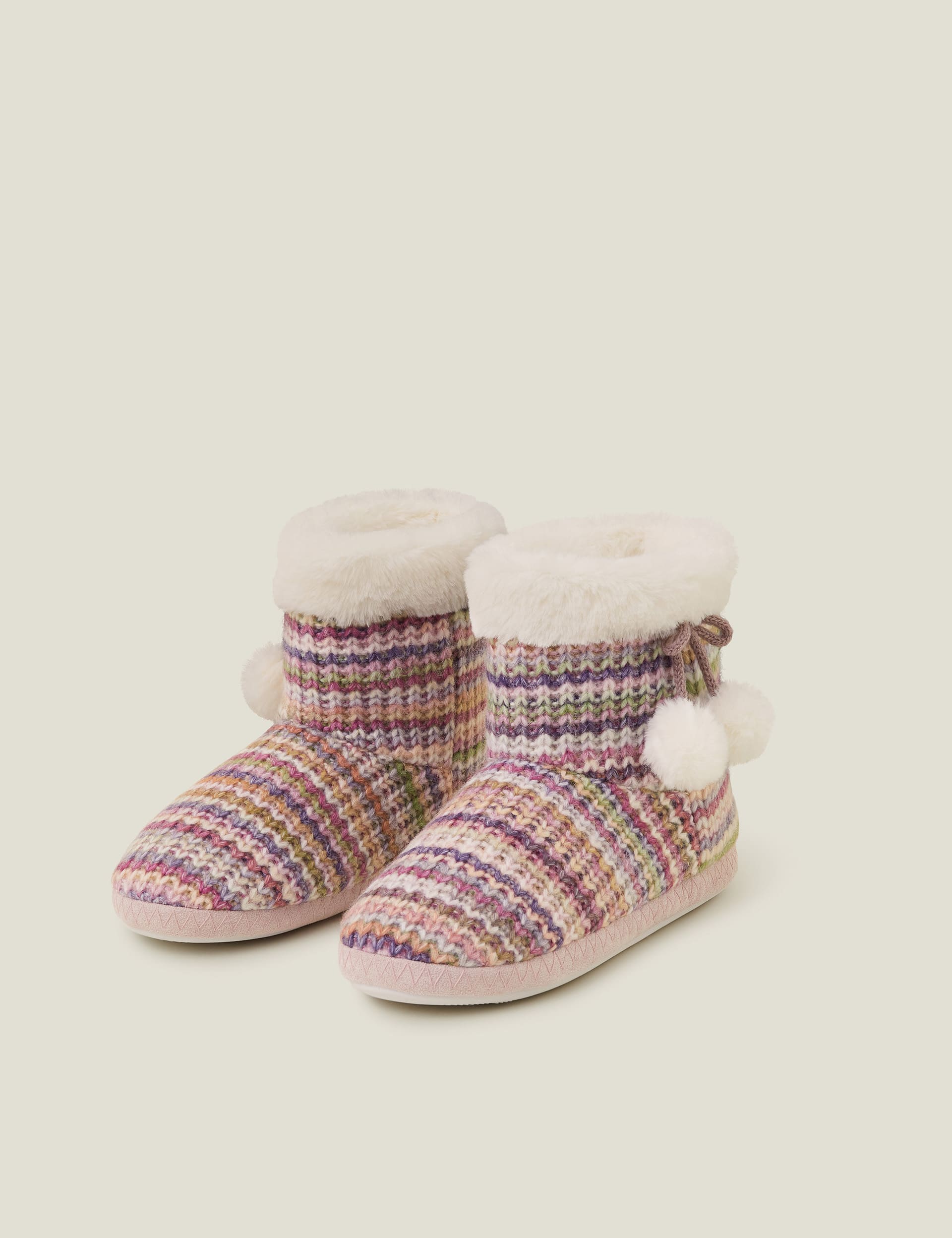 Accessorize Women's Knitted Striped Slipper Boots - Multi, Multi