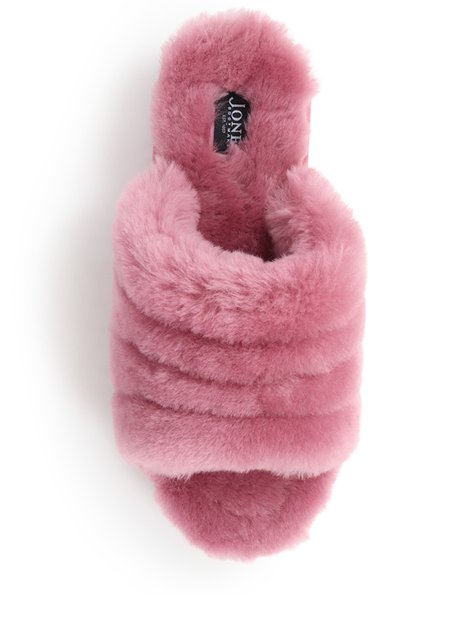 Jones Bootmaker Women's Faux Fur Open Toe Mule Slippers - 6 - Pink, Grey,Pink