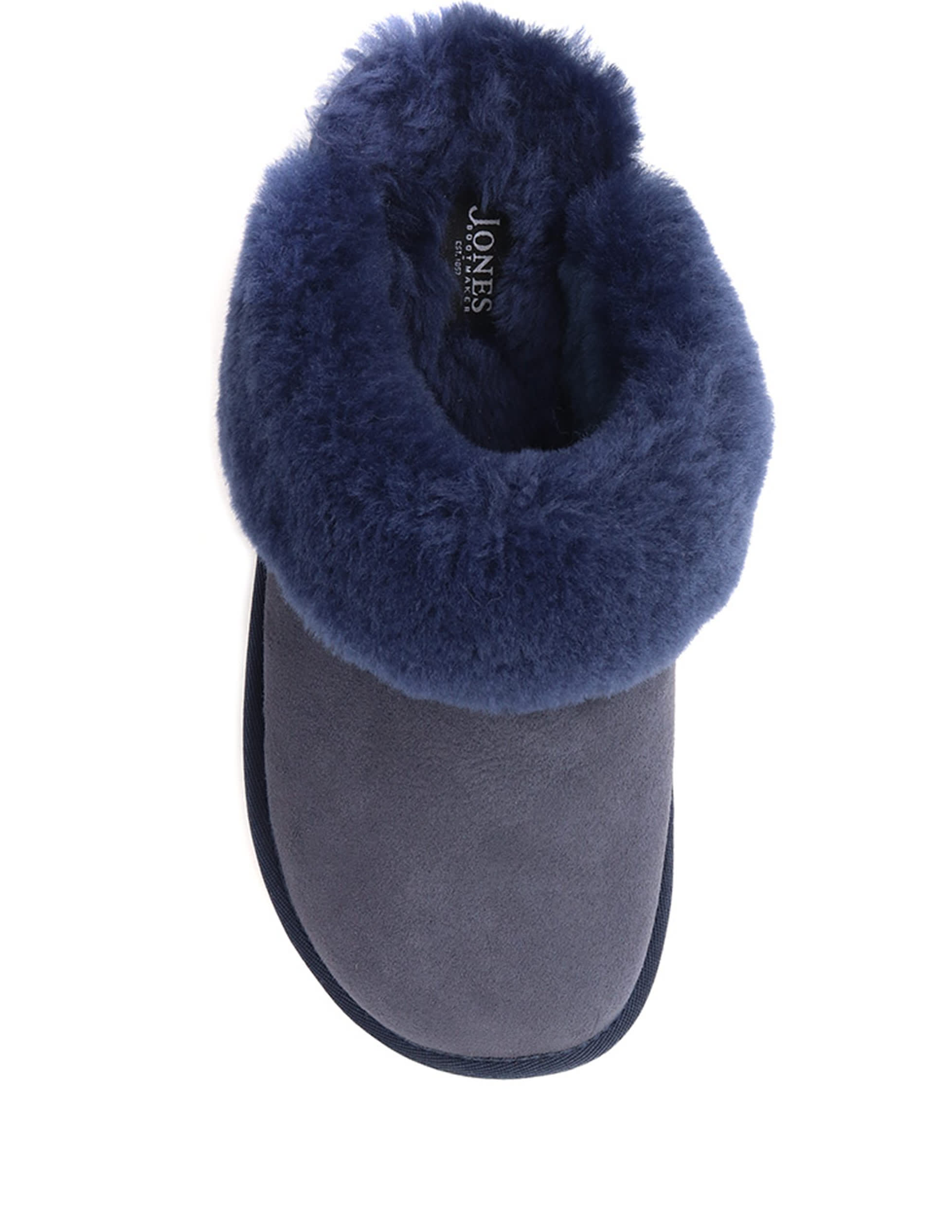 Jones Bootmaker Women's Leather Sheepskin Mule Slippers - 5 - Navy, Navy,Light Pink