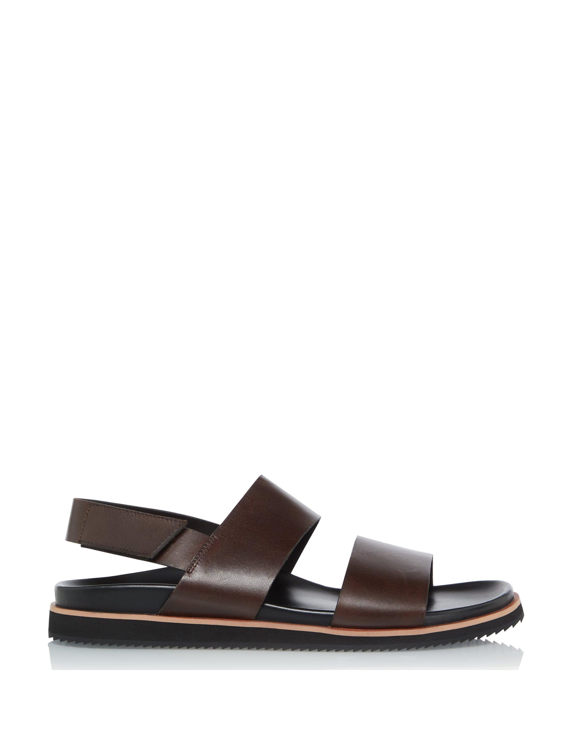 Dune London Men's Leather Riptape Sandals - 8 - Brown, Brown