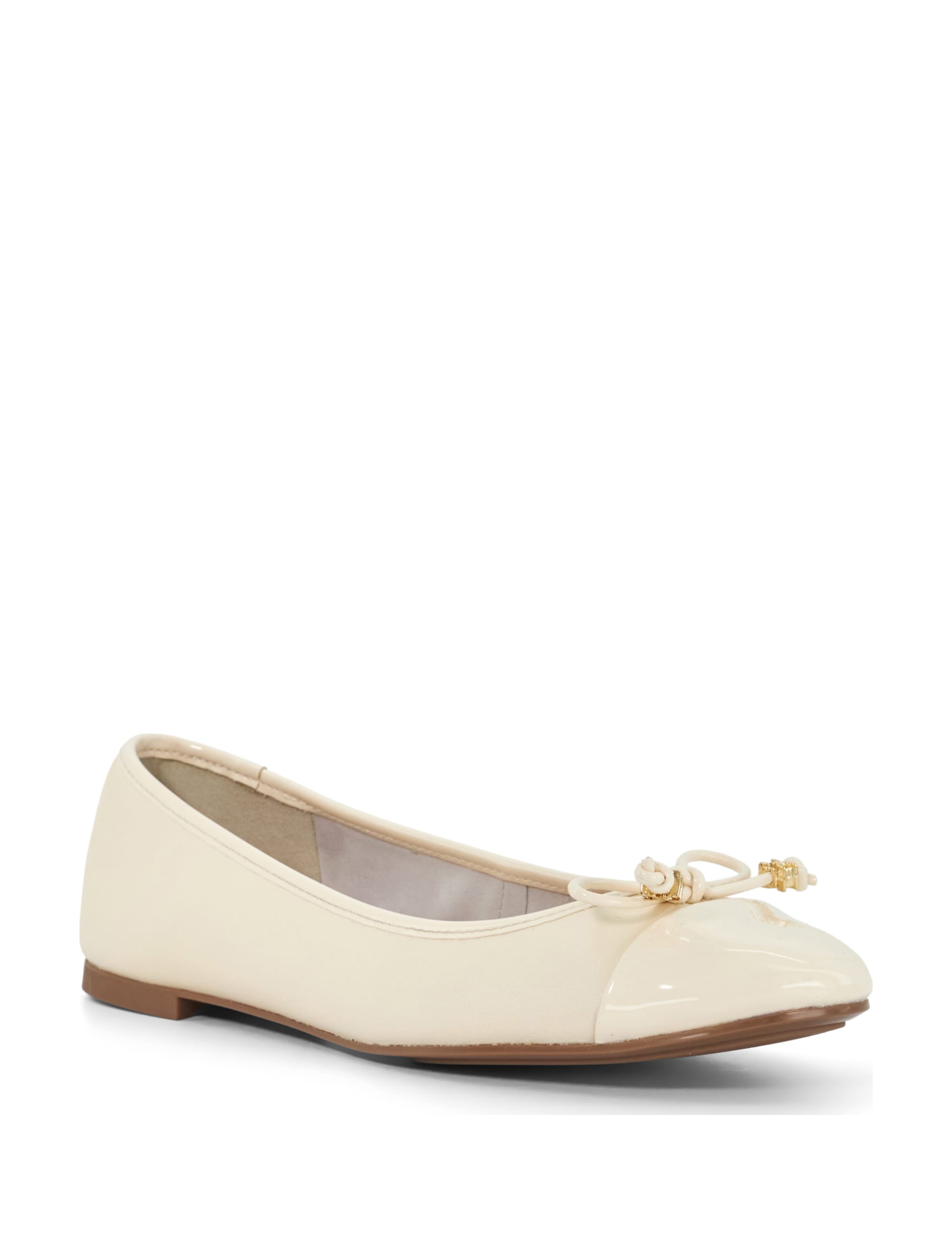 Dune London Women's Leather Charm Trim Ballet Pumps - 6 - Ecru, Ecru