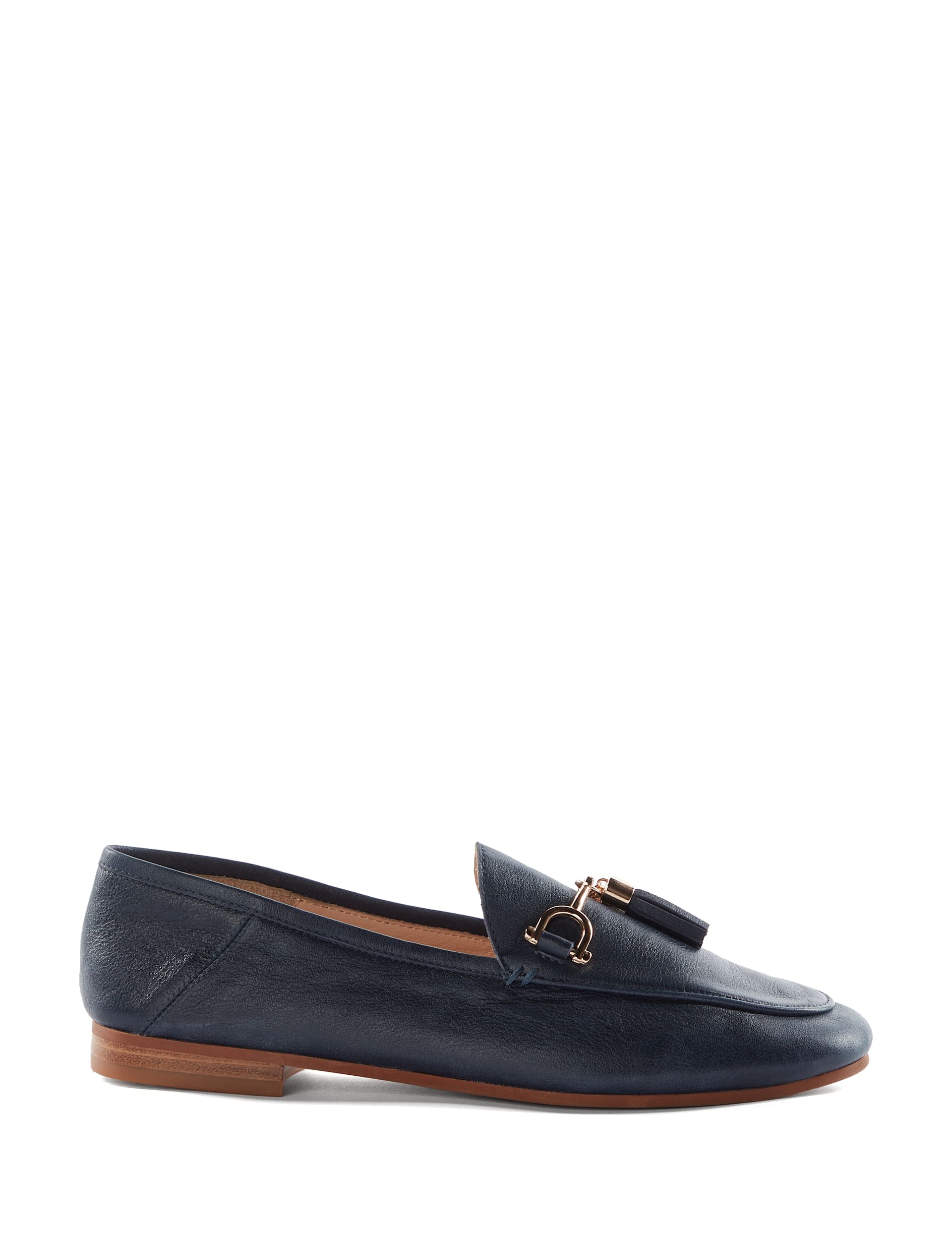 Dune London Women's Leather Flat Loafers - 4 - Navy, Navy