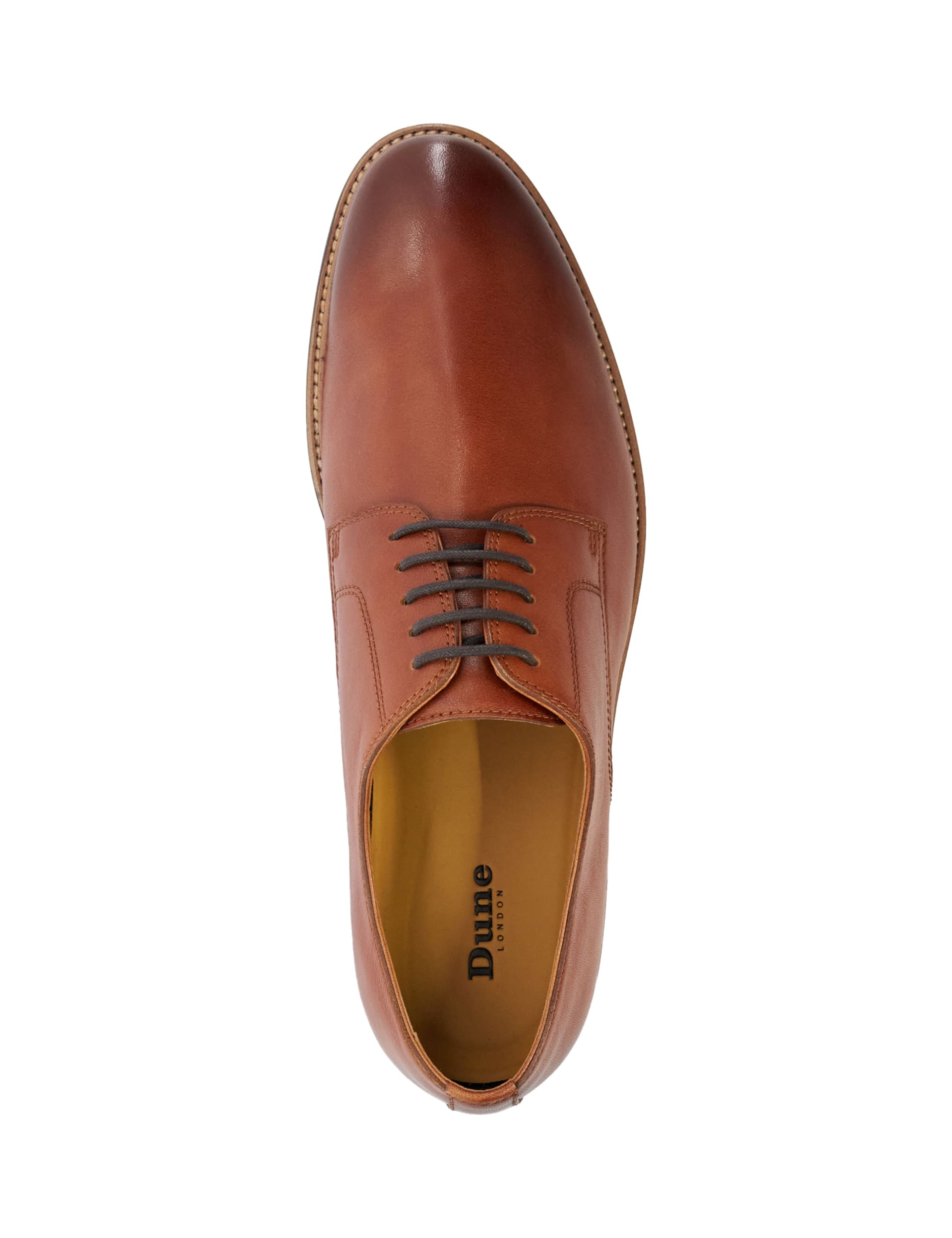 Dune London Men's Wide Fit Leather Derby Shoes - 8 - Tan, Tan