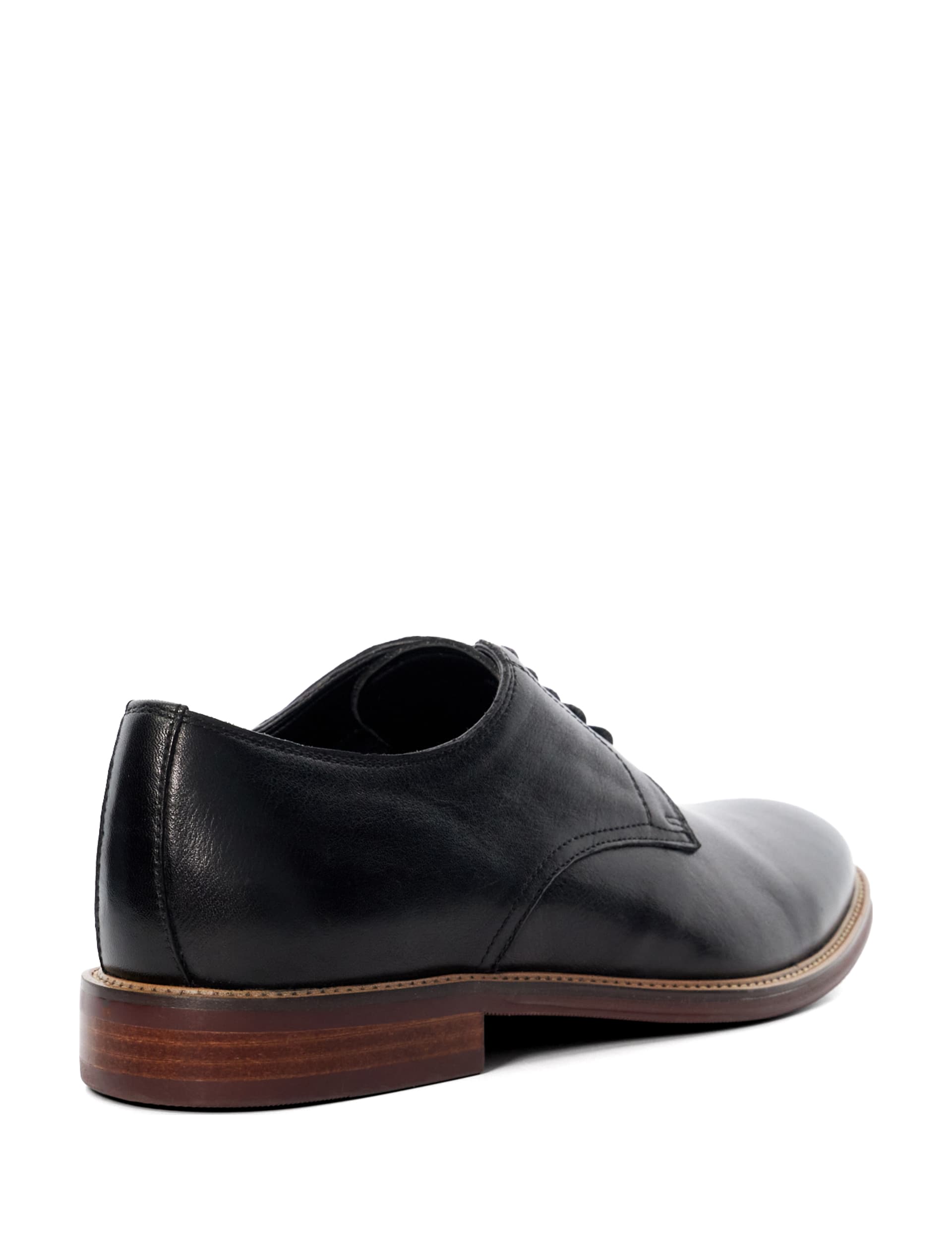 Dune London Men's Wide Fit Leather Derby Shoes - 8 - Black, Black