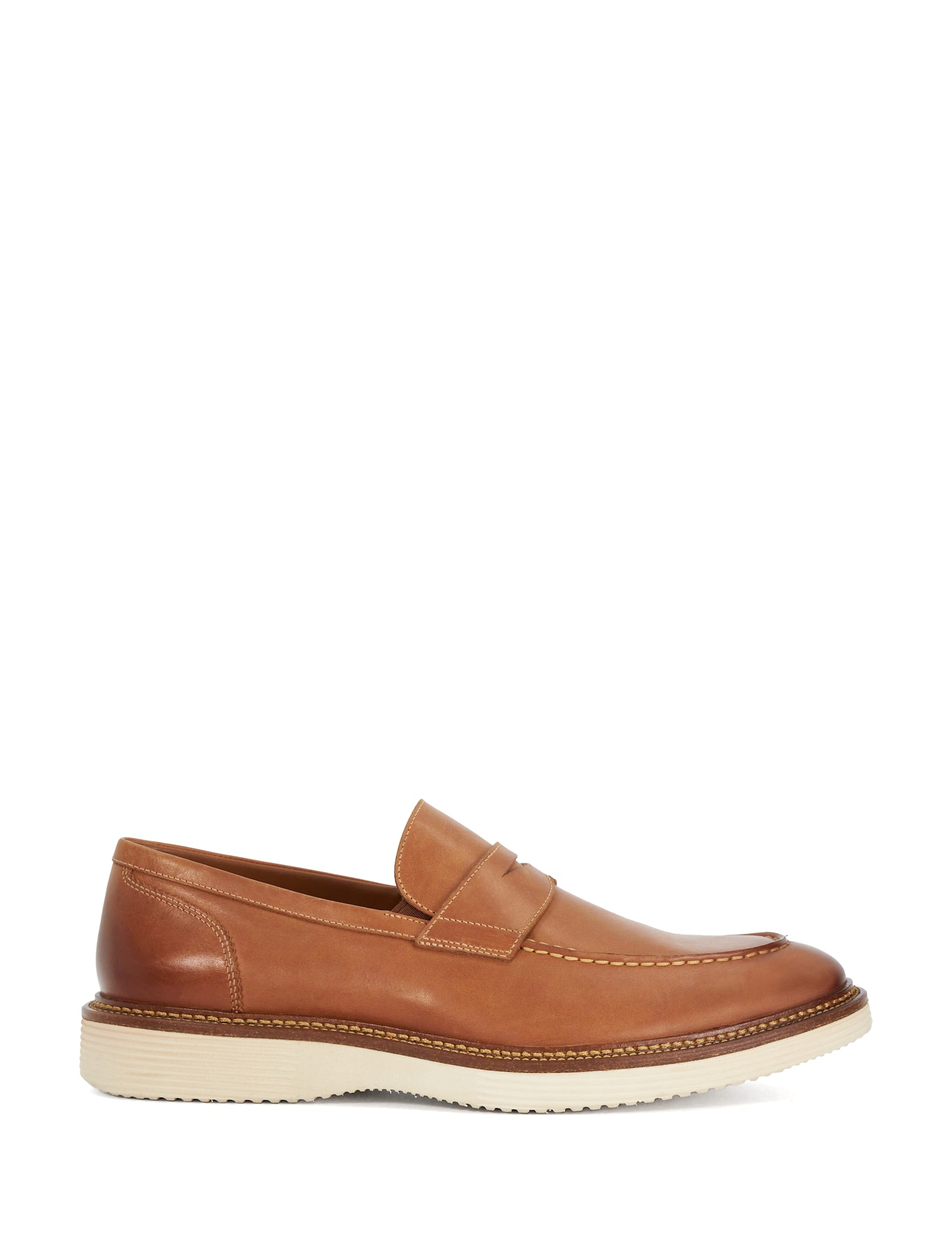 Dune London Men's Leather Penny Loafers - 9 - Tan, Tan