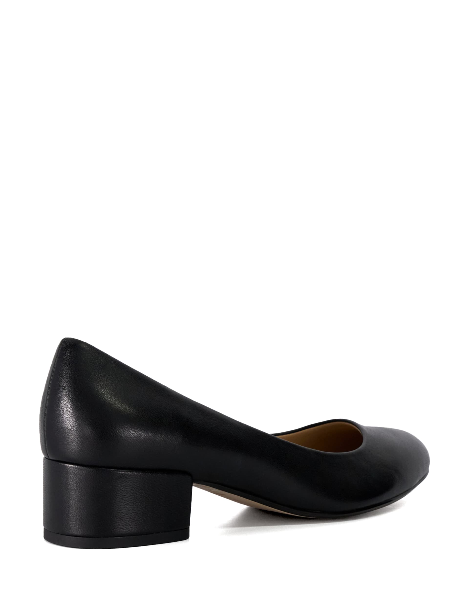 Dune London Women's Leather Block Heel Court Shoes - 8 - Black, Black