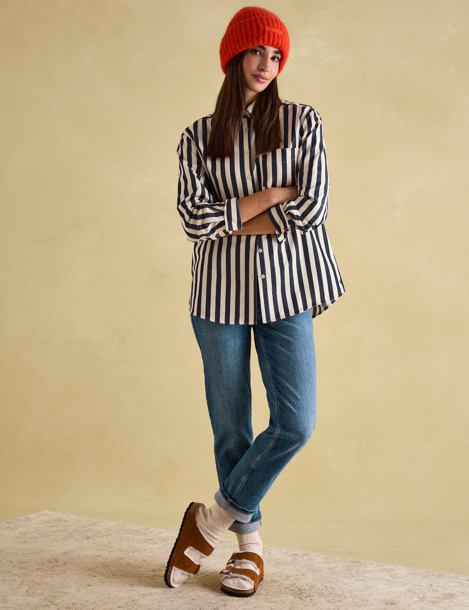 Joules Women's Pure Cotton Striped Shirt - 12 - Navy Mix, Navy Mix